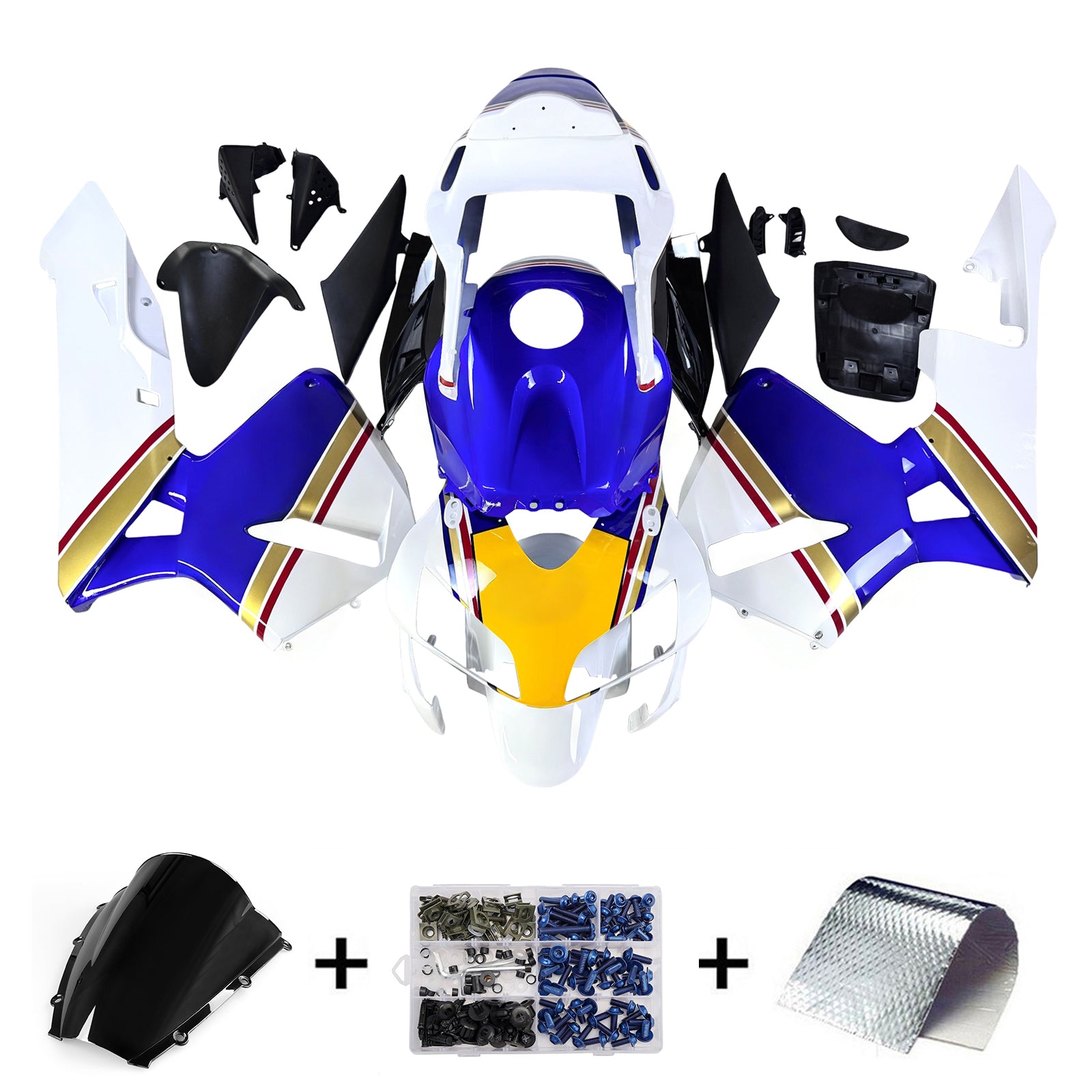 Amotopart 2003-2004 Honda CBR600RR Blue Yellow Fairing Kit