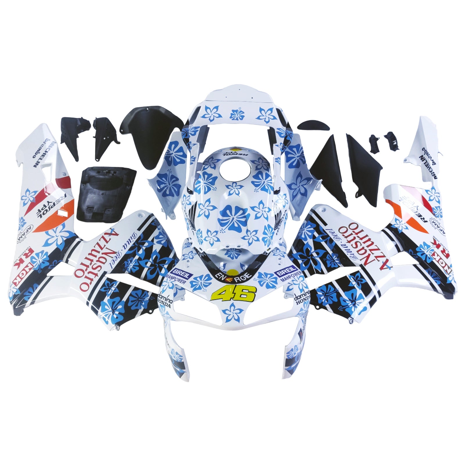 Amotopart 2003-2004 Honda CBR600RR WHITE Blue Snow Realing Kit