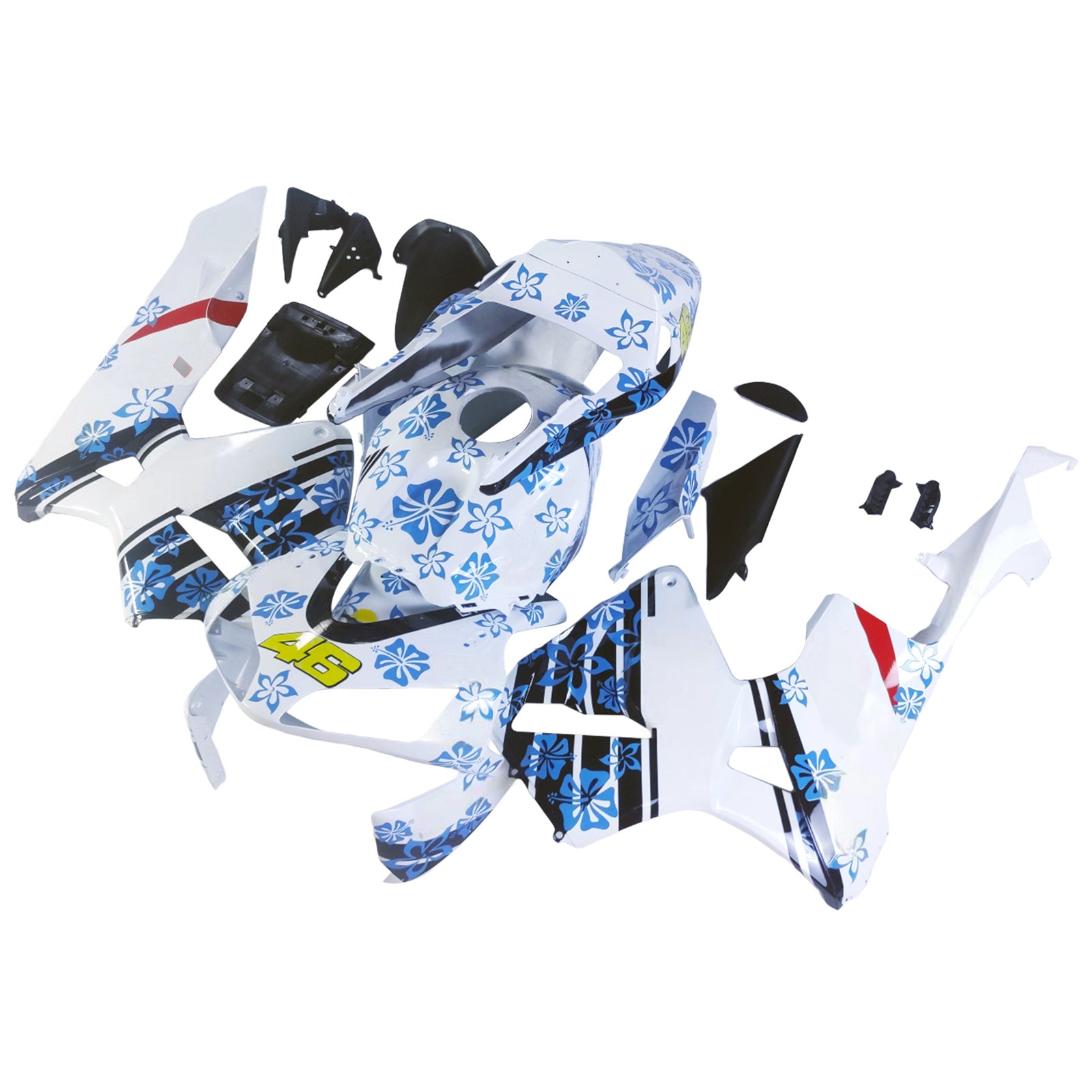 Amotopart 2003-2004 Honda CBR600RR White Blue Snow Fairing Kit