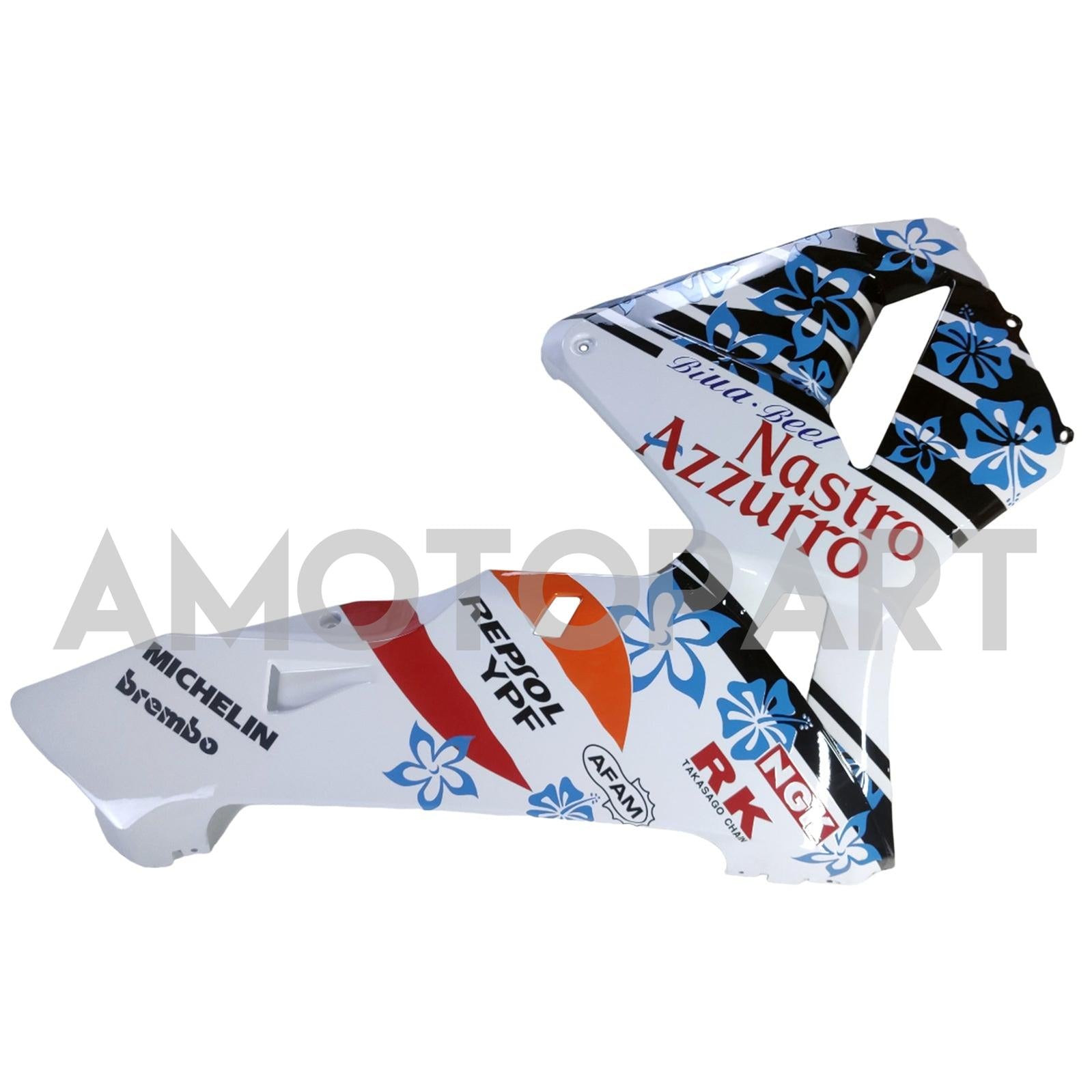Amotopart 2003-2004 Honda CBR600RR White Blue Snow Fairing Kit