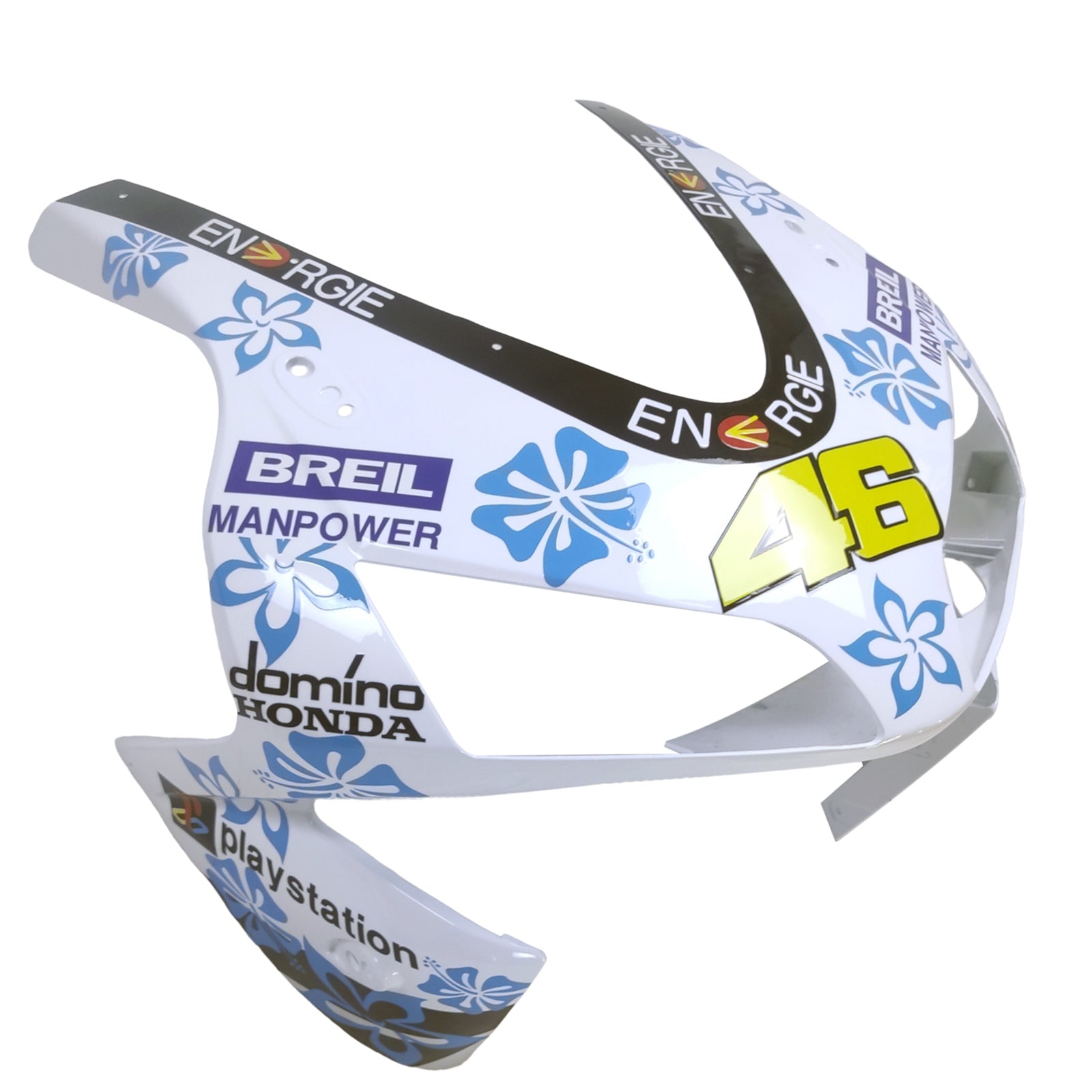Amotopart 2003-2004 Honda CBR600RR White Blue Snow Fairing Kit