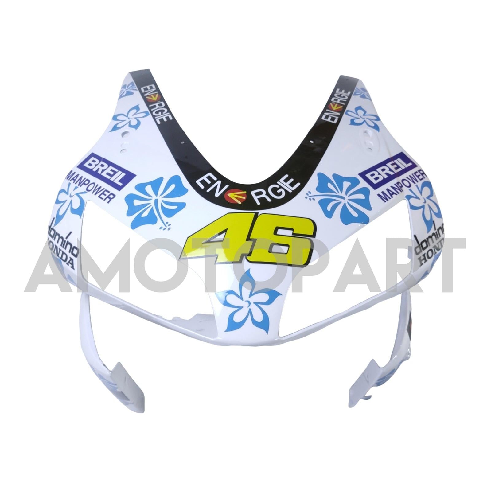 Amotopart 2003-2004 Honda CBR600RR White Blue Snow Fairing Kit
