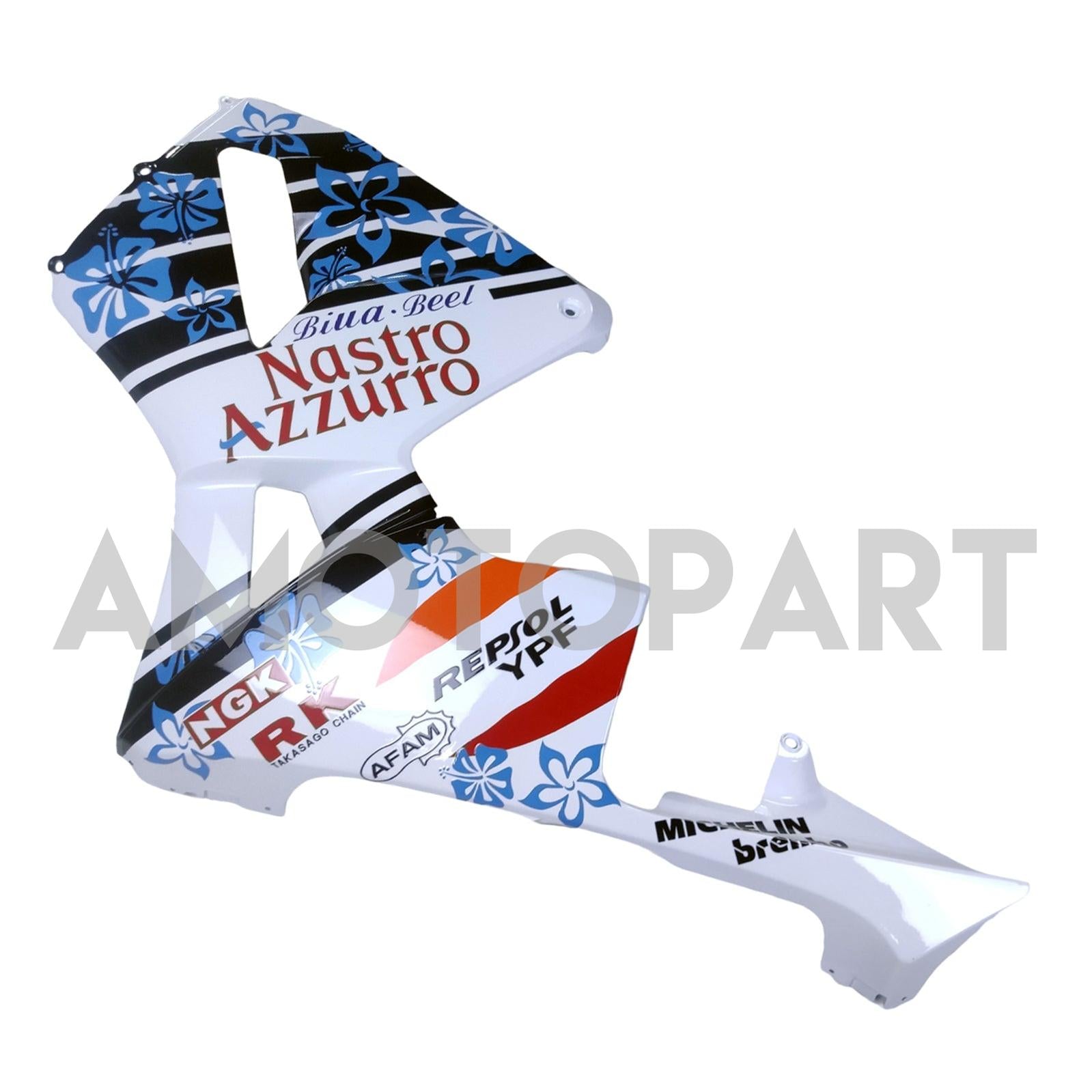 Amotopart 2003-2004 Honda CBR600RR White Blue Snow Fairing Kit