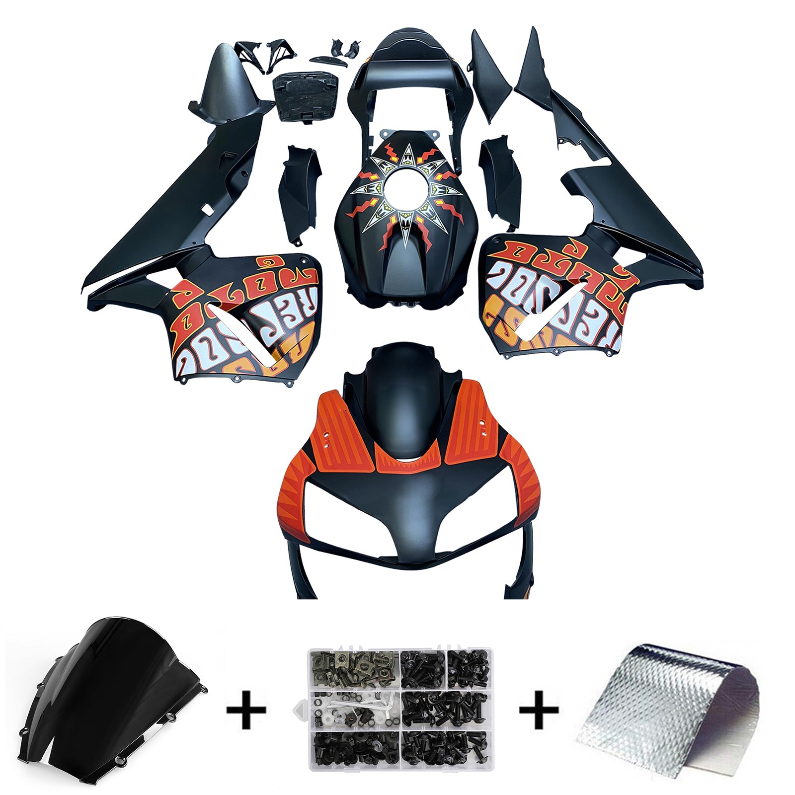 Amotopart 2003-2004 Honda CBR600RR Black Blue Red Accents Fairing Kit