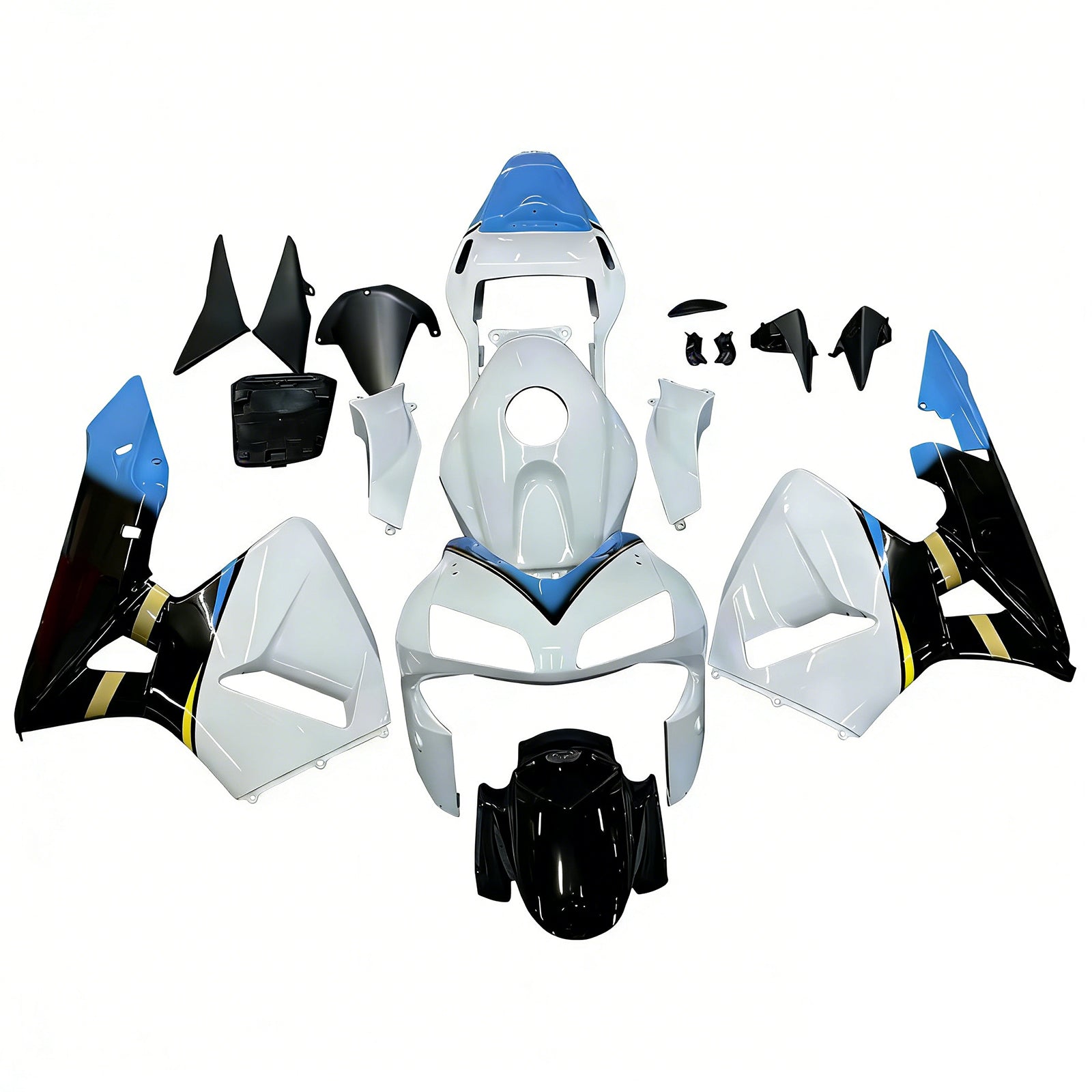 Amotopart 2003-2004 Honda CBR600RR White Black Blue Fairing Kit