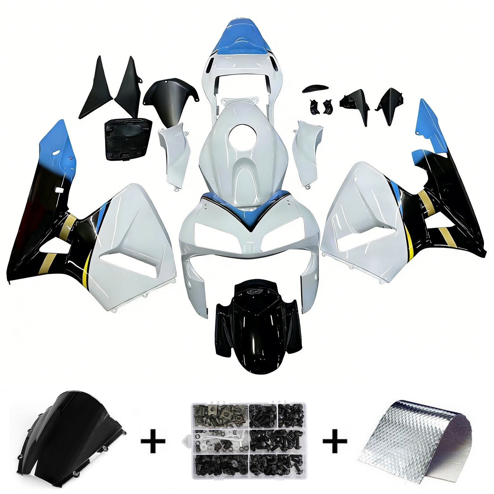 Amotopart 2003-2004 Honda CBR600RR White Black Blue Fairing Kit