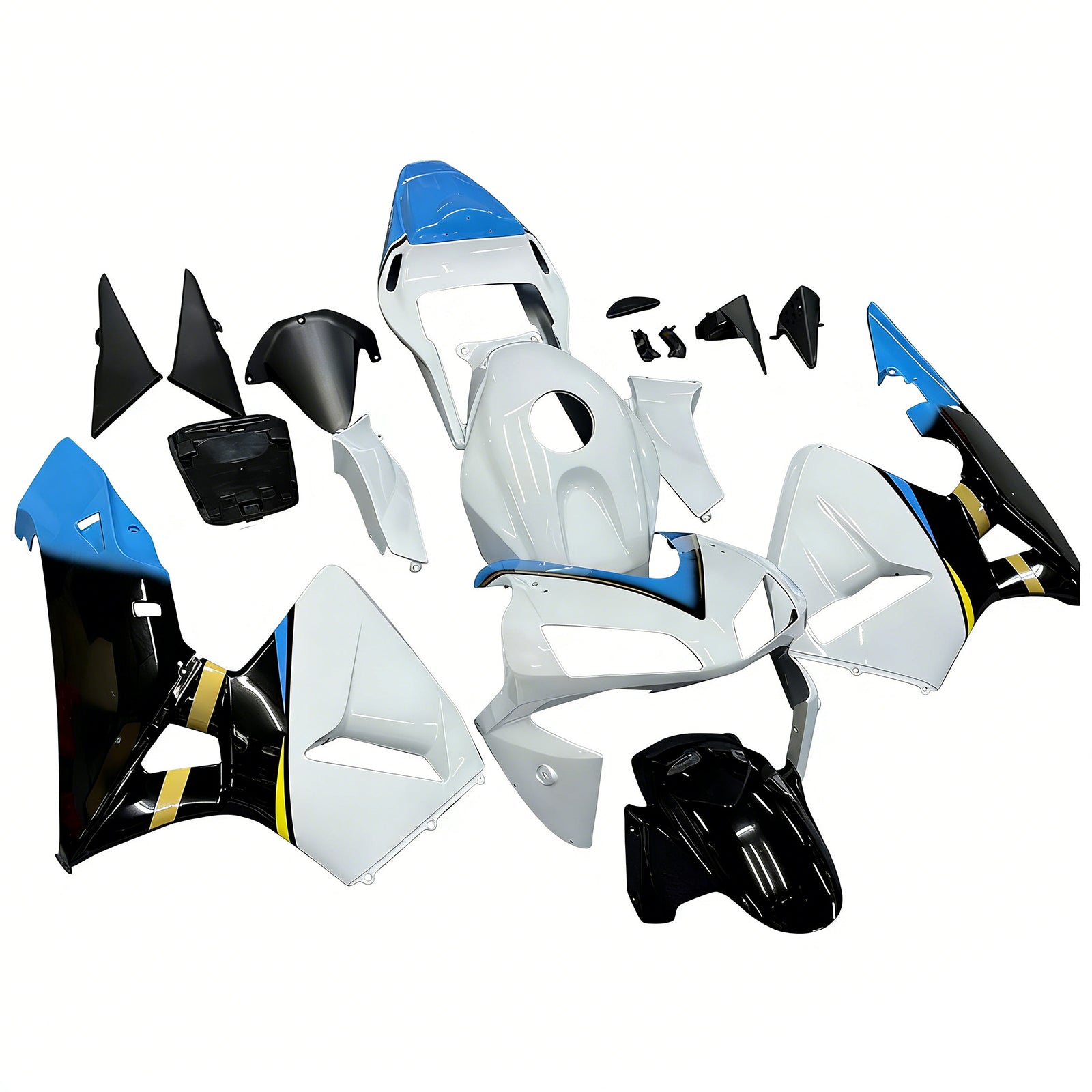 Amotopart 2003-2004 Honda CBR600RR White Black Blue Fairing Kit