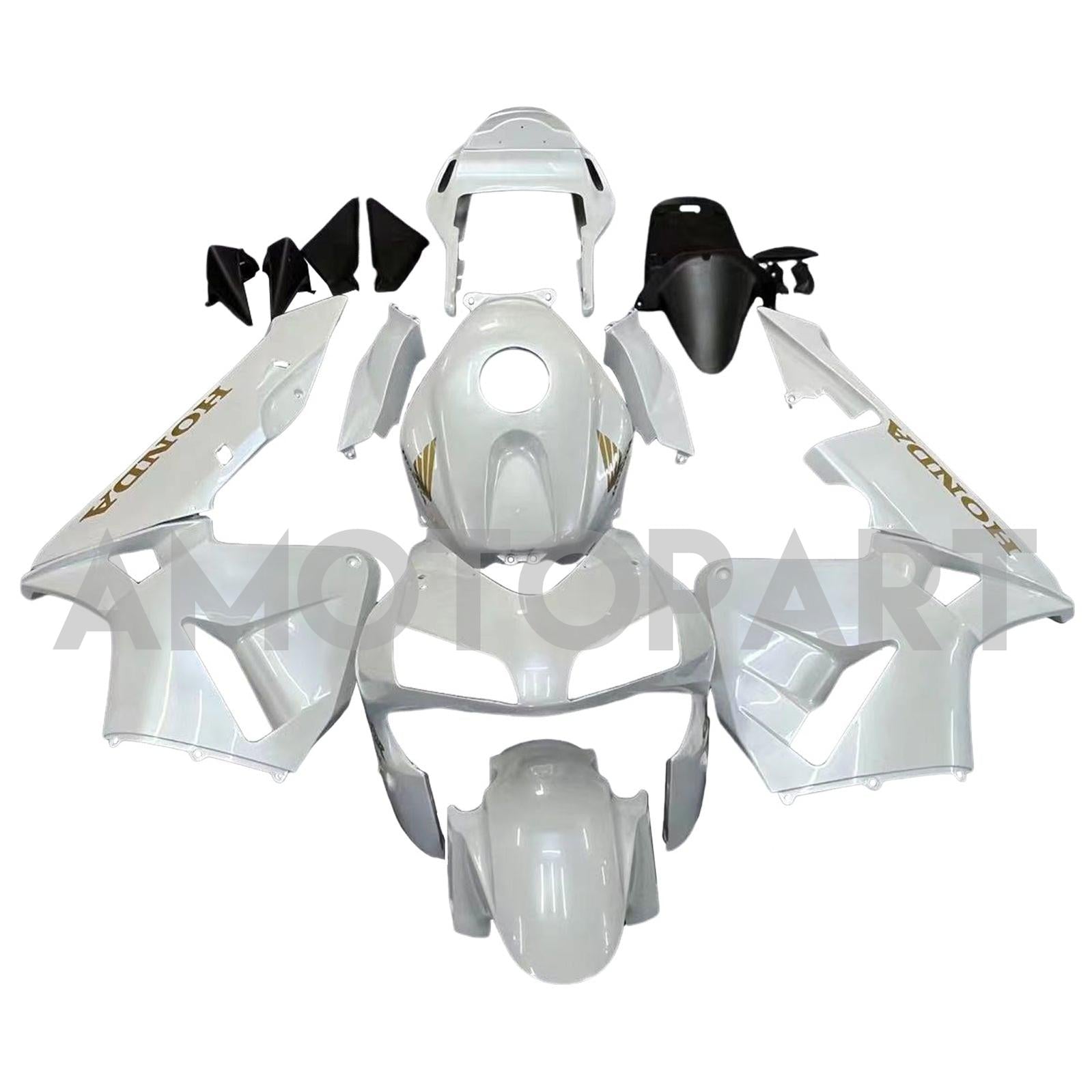 Amotopart 2003-2004 Honda CBR600RR Fairing White with Gold Logo Kit