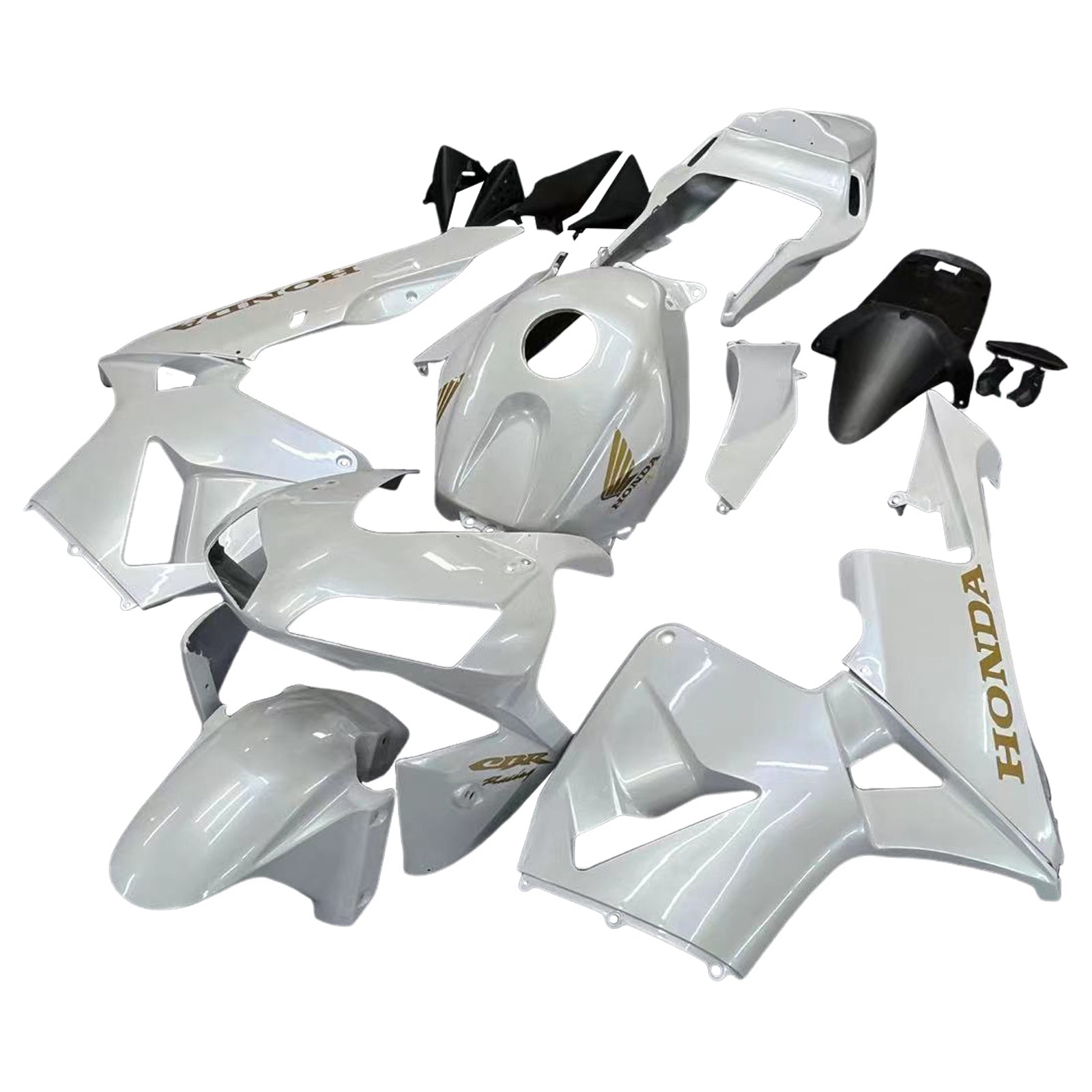 Amotopart 2003-2004 Honda CBR600RR Fairing White with Gold Logo Kit