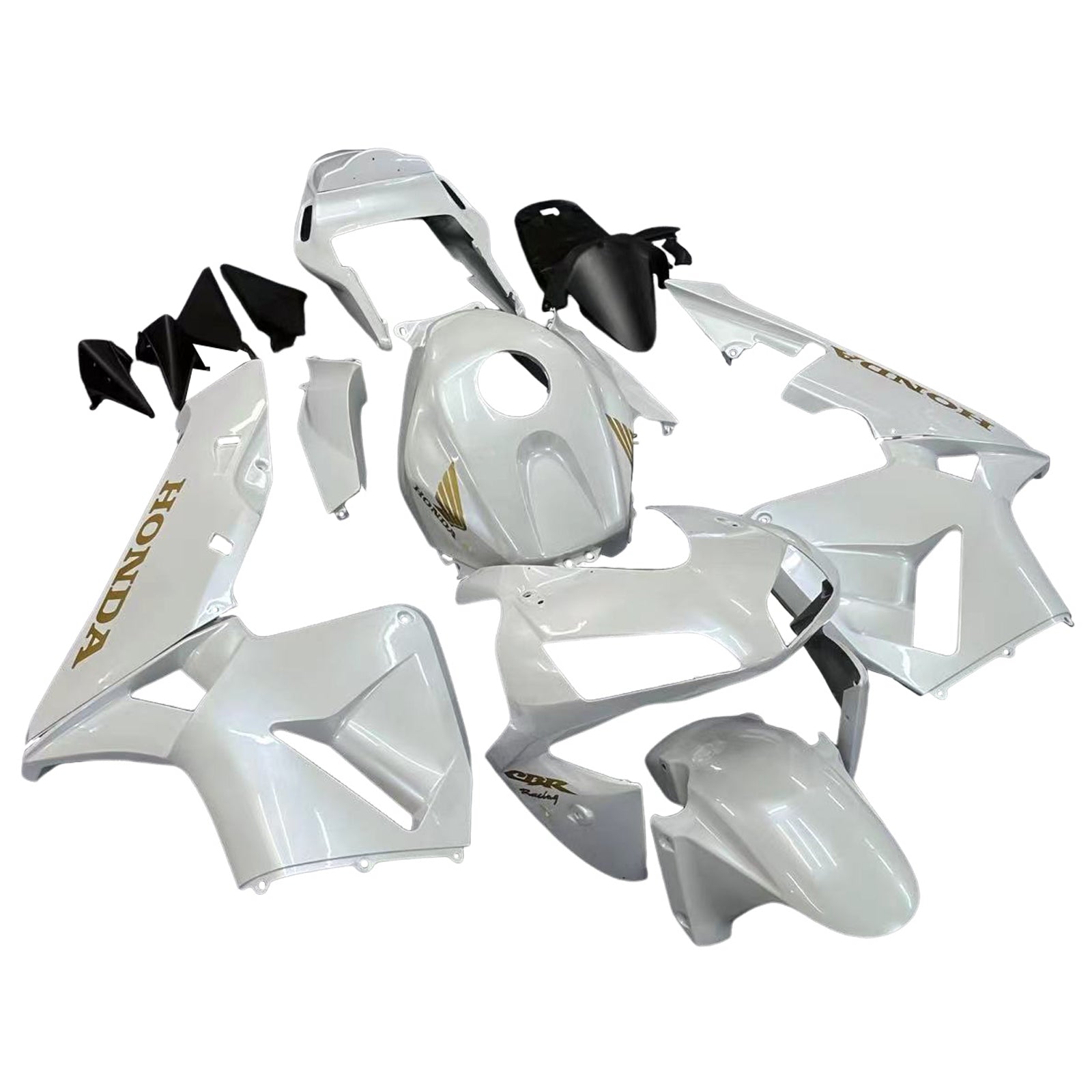 Amotopart 2003-2004 Honda CBR600RR Fairing White with Gold Logo Kit