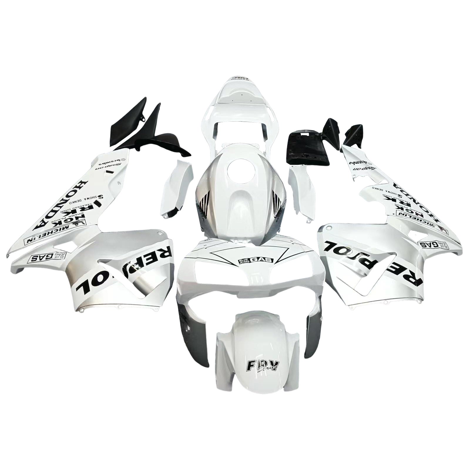 Amotopart 2003-2004 Honda CBR600RR Fairing White&Silver Kit