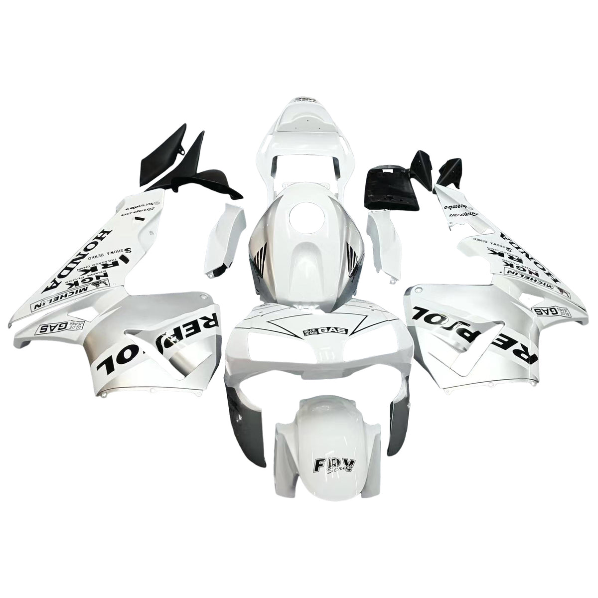 Amotopart 2003-2004 Honda CBR600RR Kit de carénage blanc et argent