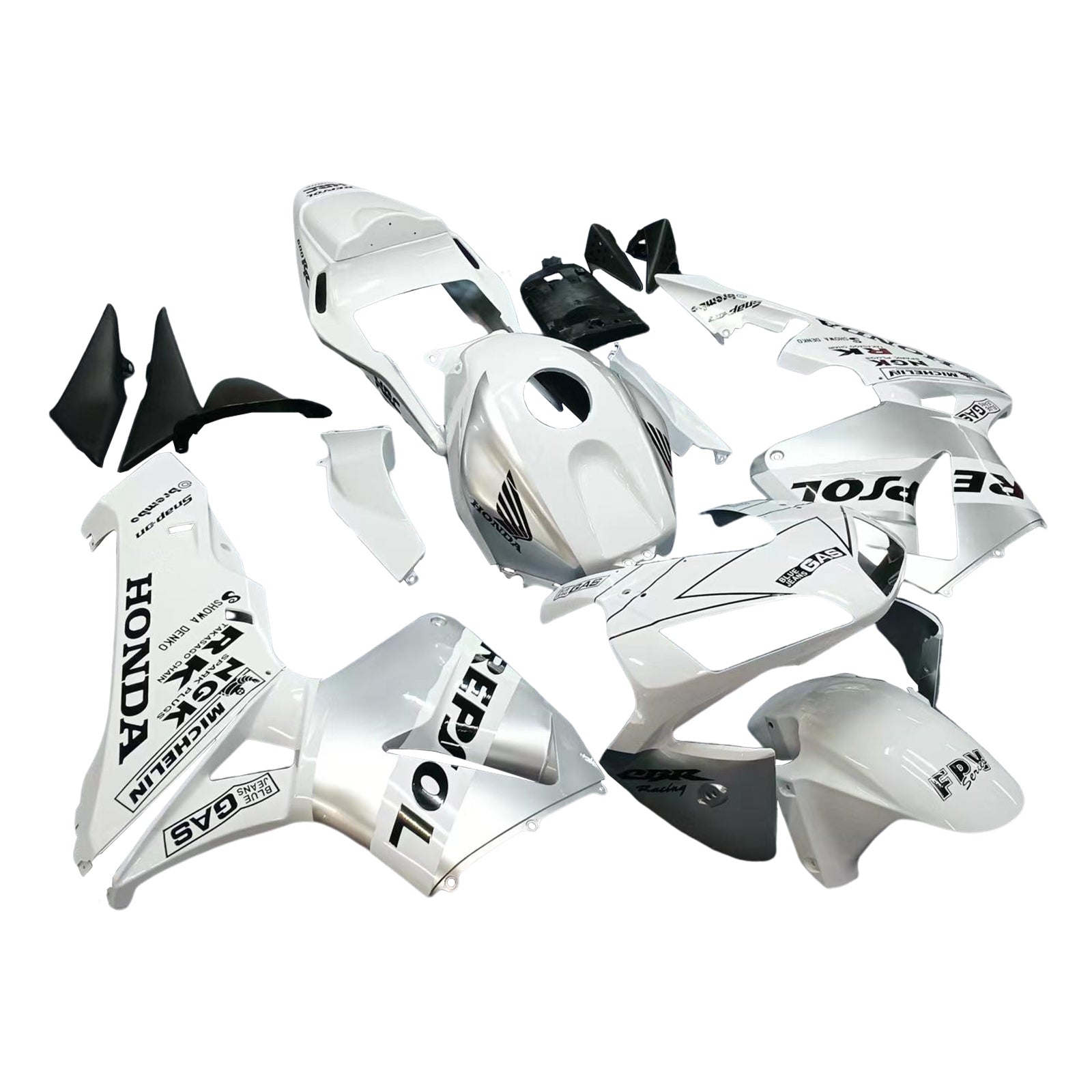 Amotopart 2003-2004 Honda CBR600RR Fairing White&Silver Kit