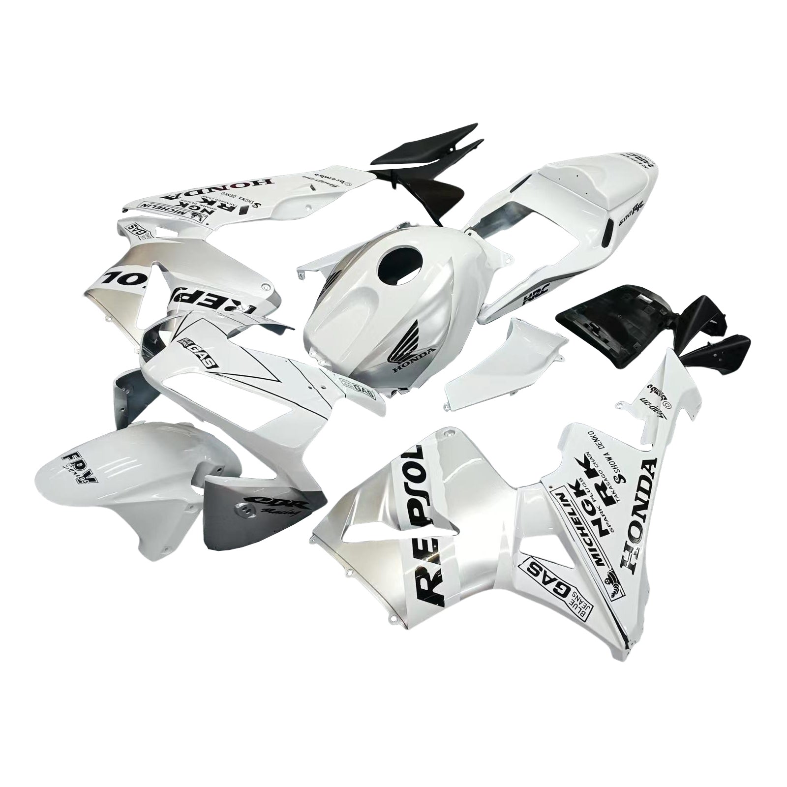 Amotopart 2003-2004 Honda CBR600RR Fairing White&Silver Kit