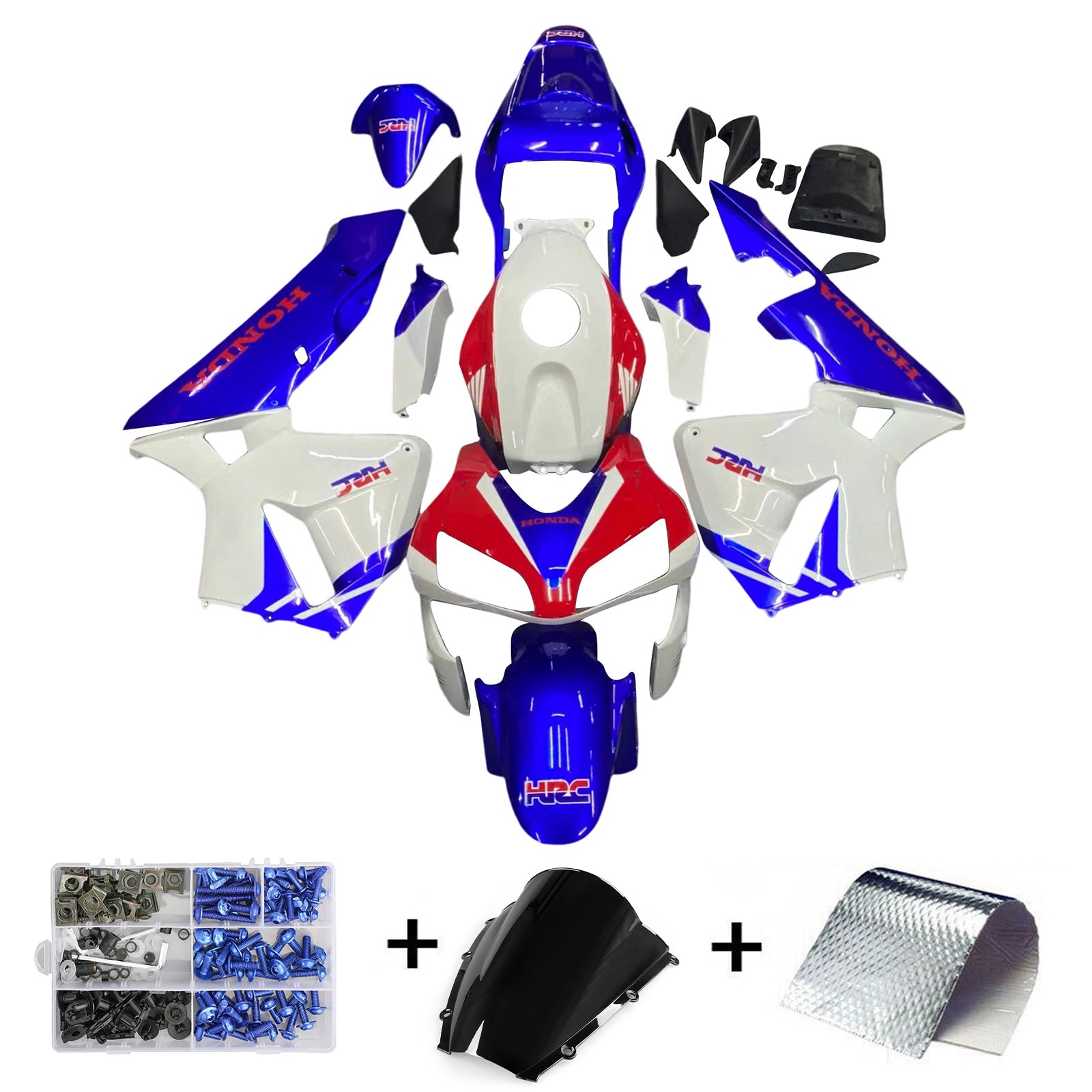 Amotopart 2003-2004 ホンダ CBR600RR フェアリング ブルー&レッド キット