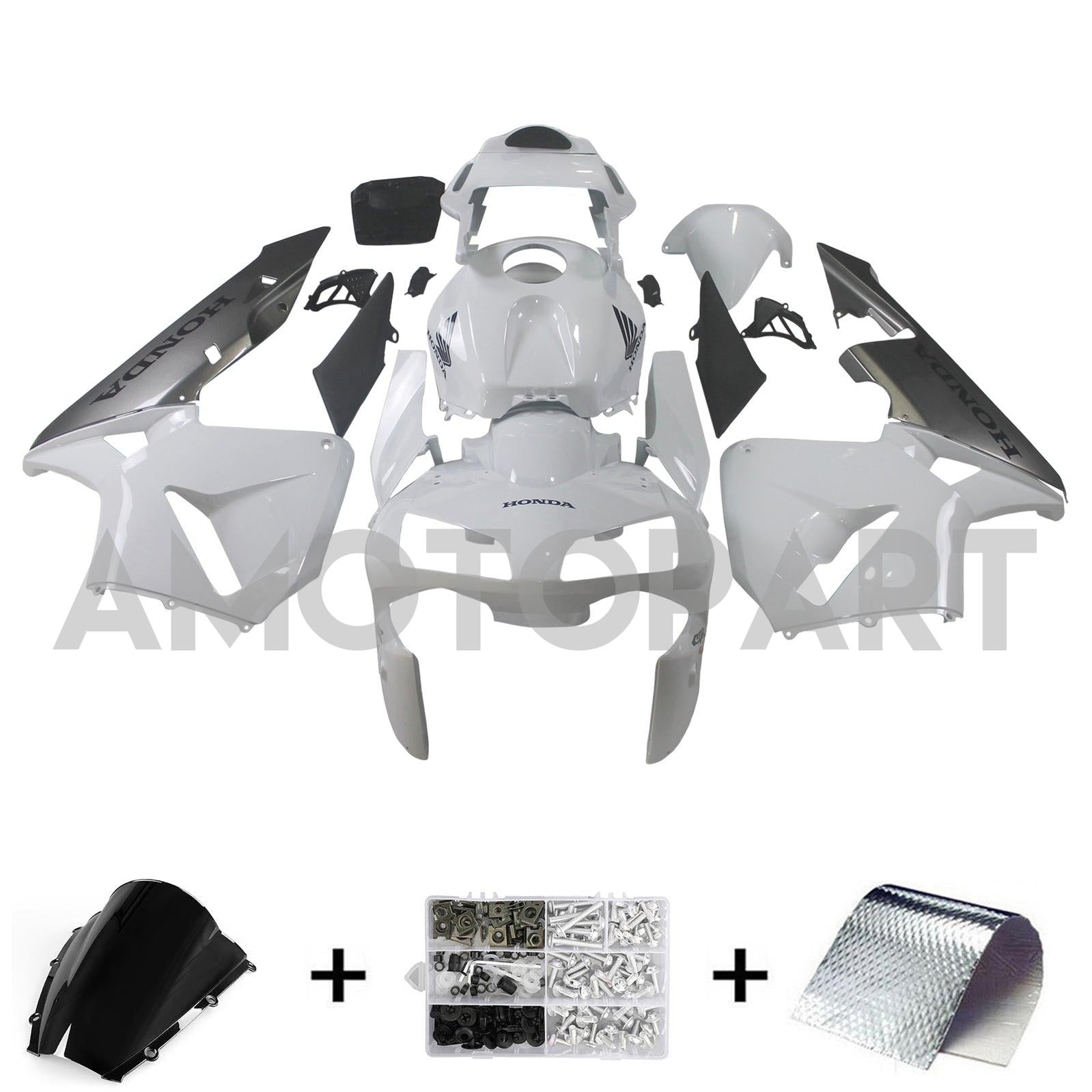 Amotopart 2003-2004 Honda CBR600RR White&Grey Fairing Kit