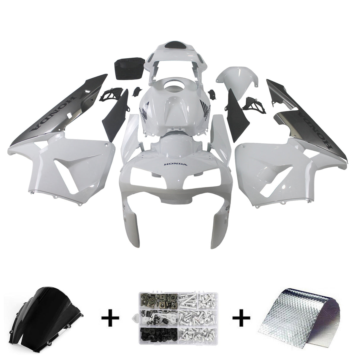 Amotopart 2003-2004 Honda CBR600RR Kit de carenado blanco y gris