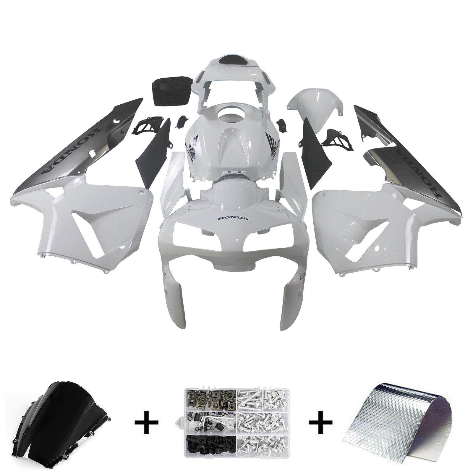 Amotopart 2003-2004 Kit carena Honda CBR600RR bianco e grigio