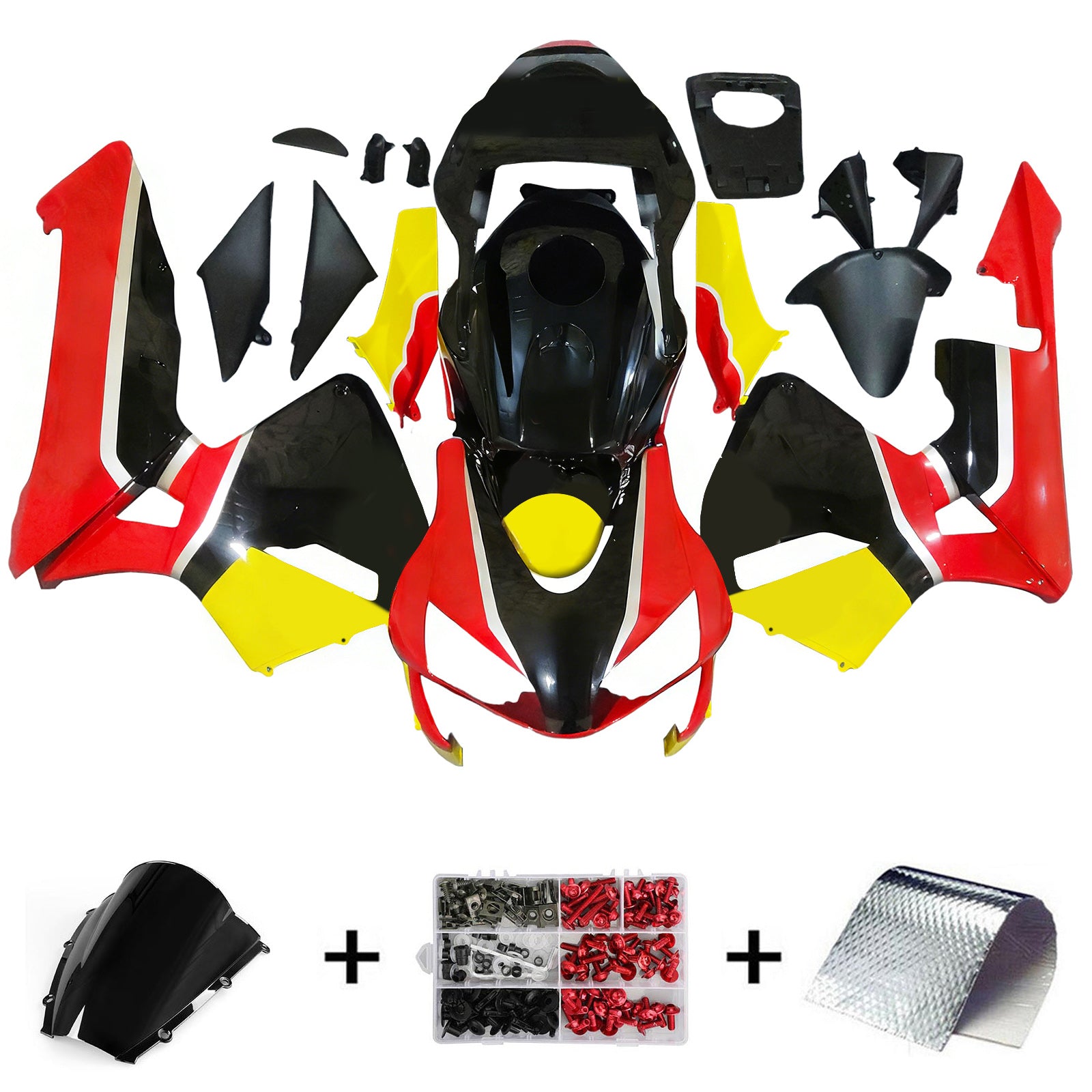 Amotopart 2003-2004 Honda CBR600RR Black Red Yellow Fairing Kit