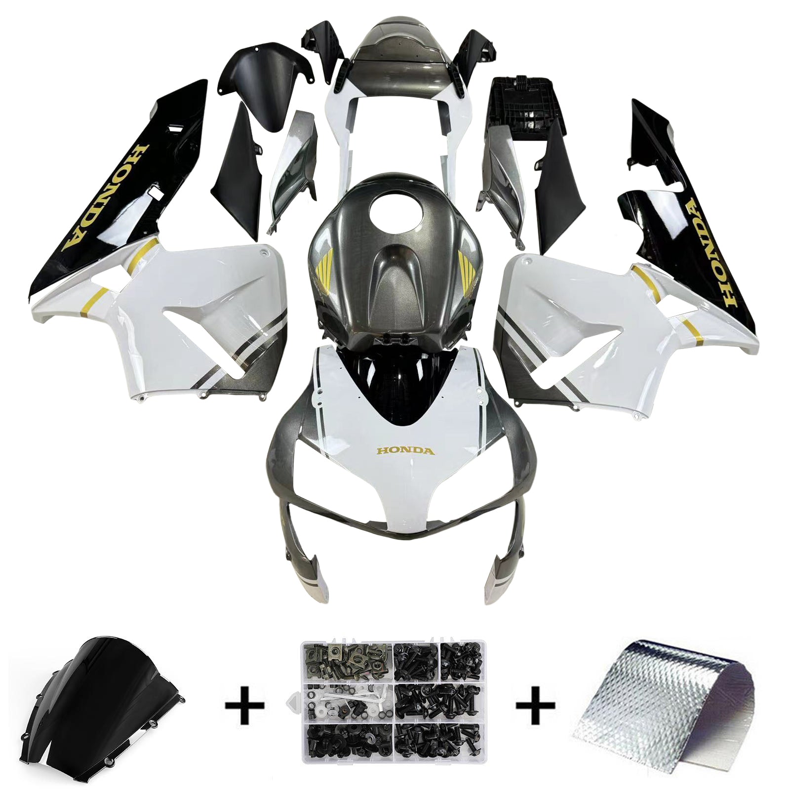 Amotopart 2003-2004 Honda CBR600RR Fairing Black&White Kit