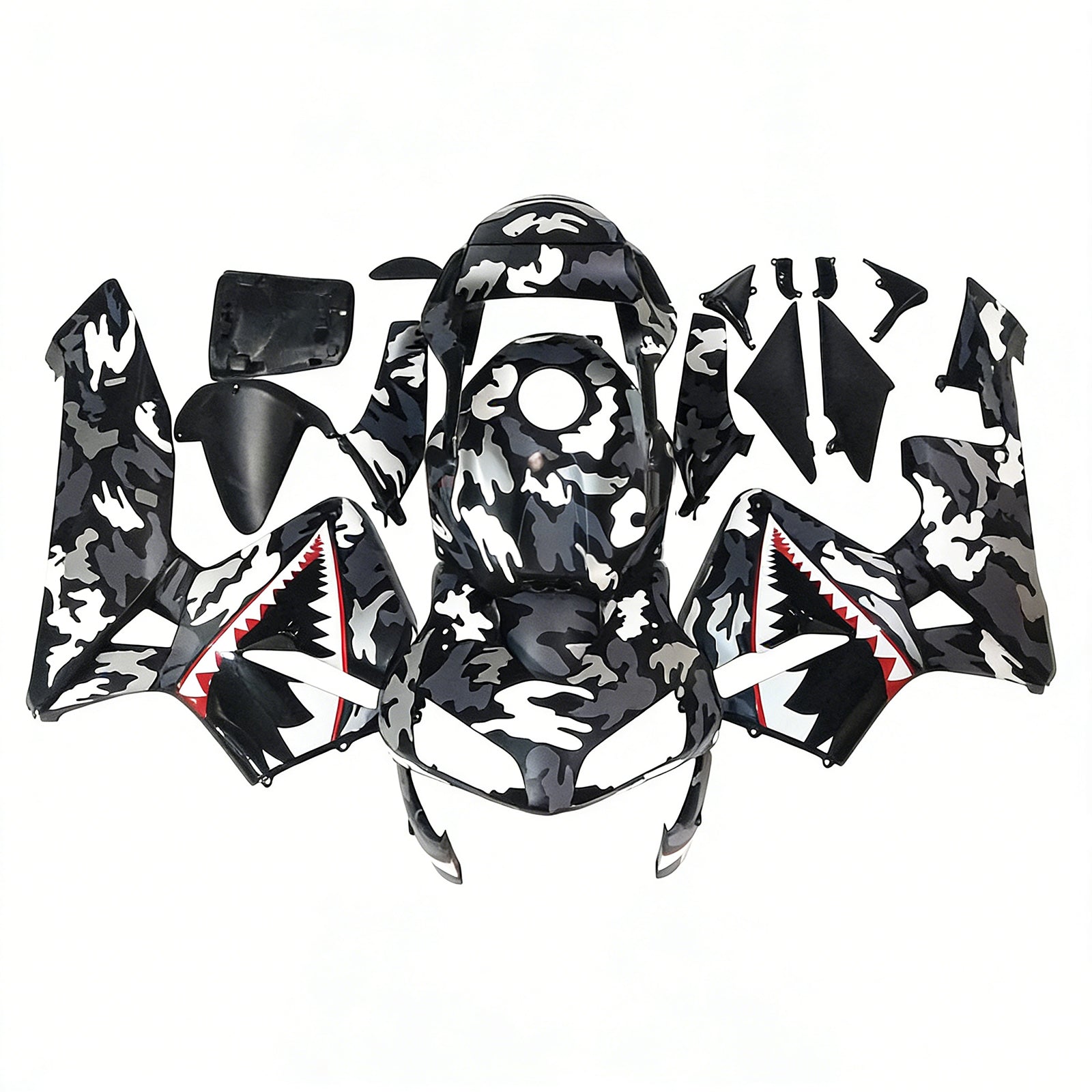 Amotopart 2003-2004 ホンダ CBR600RR ブラック ホワイト シャーク フェアリングキット