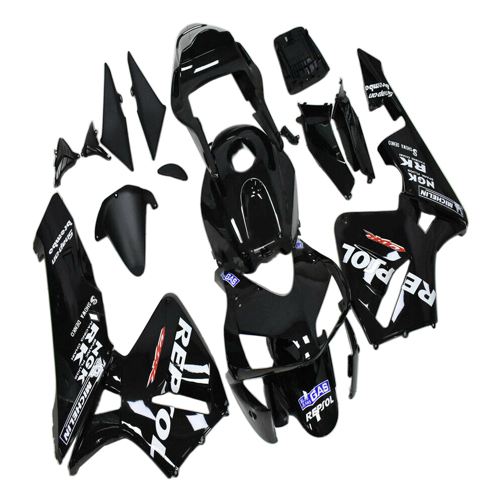 Amotopart 2003-2004 Honda CBR600RR Carenado negro con kit de logotipo