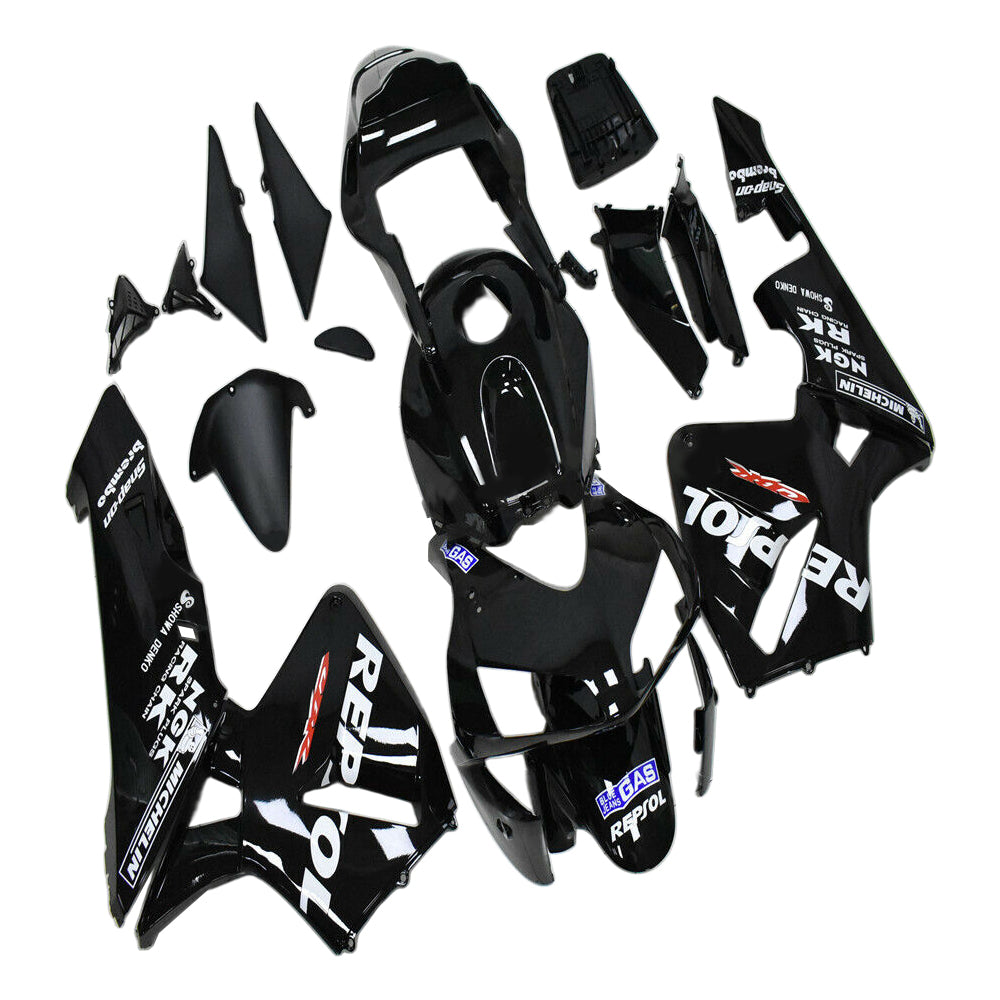 Amotopart 2003–2004 Honda CBR600RR Verkleidung, Schwarz mit Logo-Set