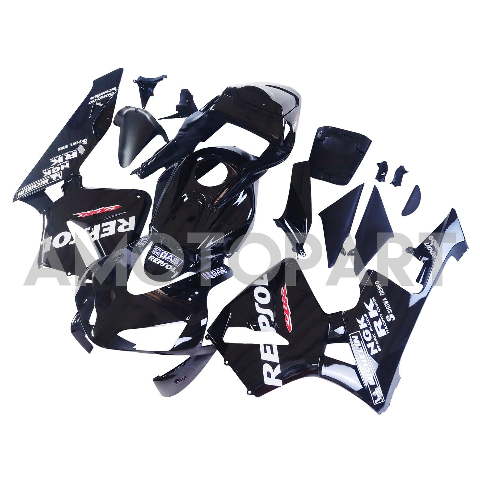 Amotopart 2003-2004 Honda CBR600RR Fairing Black with Logo Kit