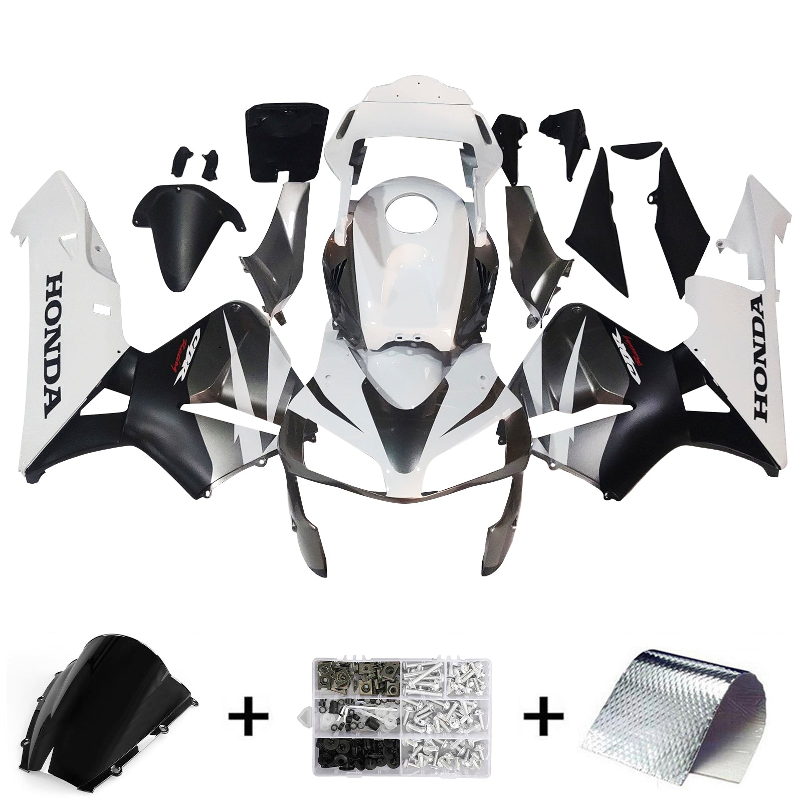 Amotopart 2003-2004 Honda CBR600RR White Black Fairing Kit