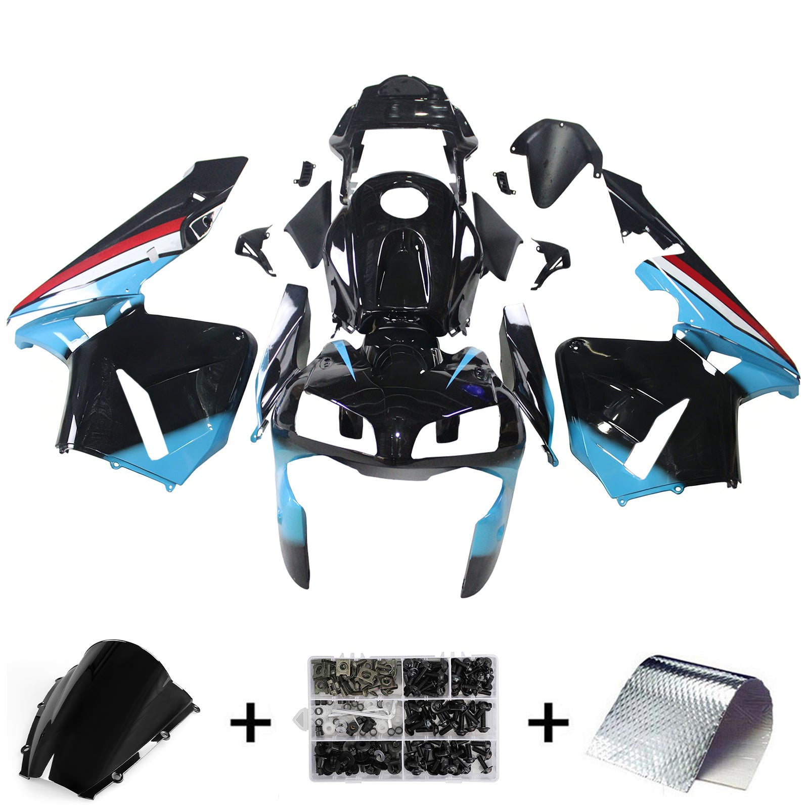 Amotopart 2003-2004 Honda CBR600RR Black Blue Red Fairing Kit