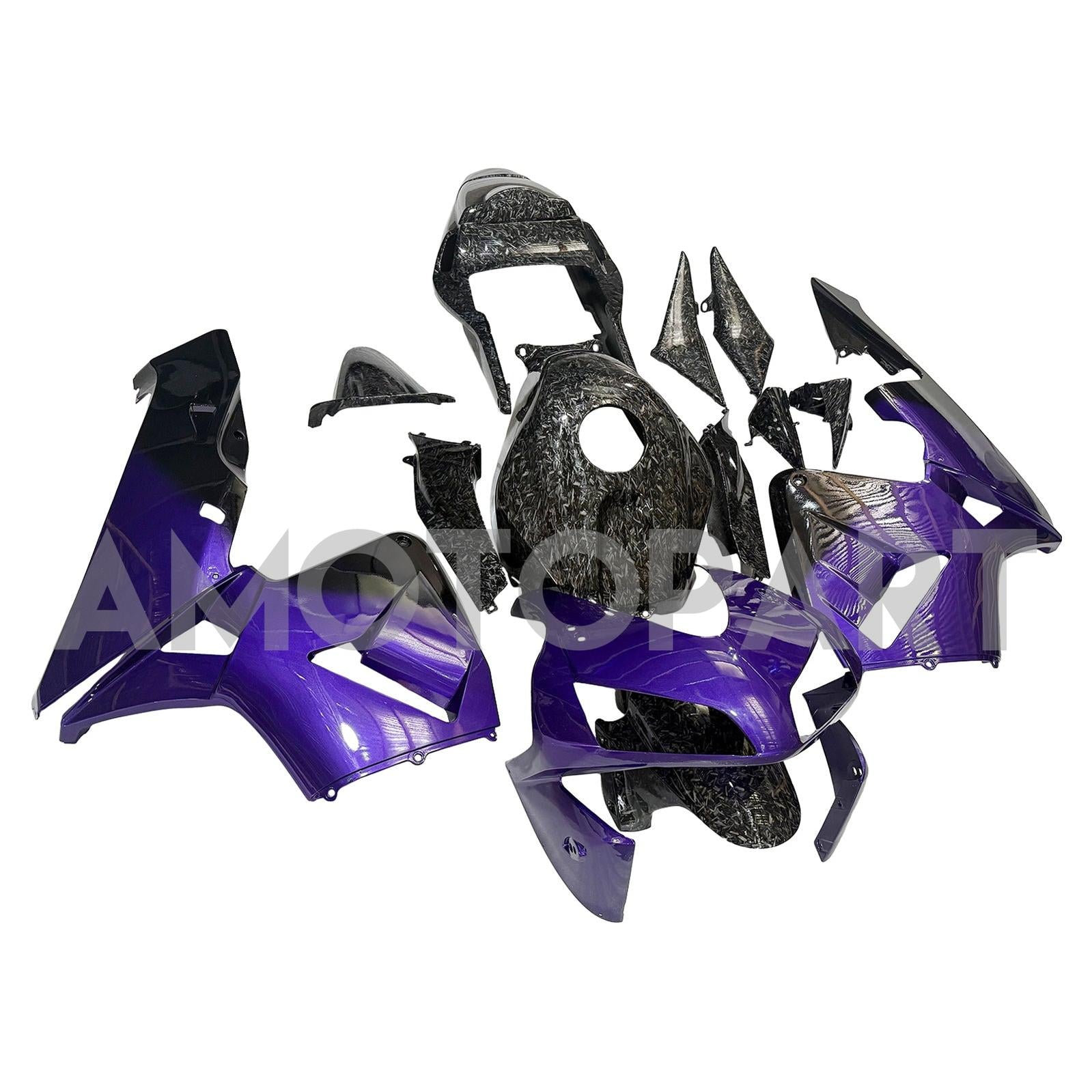 Amotopart 2003-2004 Honda CBR600RR  Forged Carbon Fiber Patterns & Purple Fairing Kit