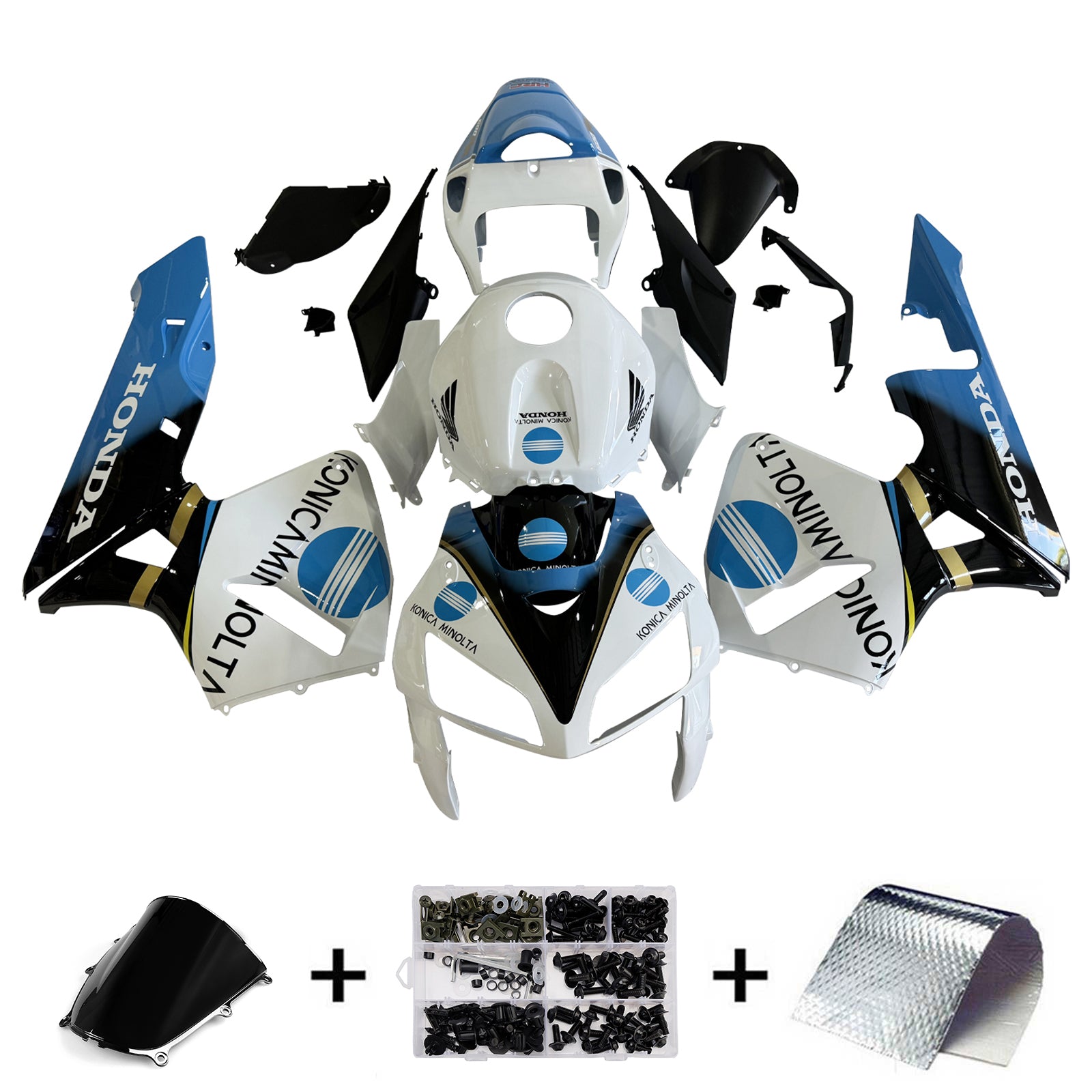 Amotopart 2005-2006 Honda CBR600RR White & Blue Fairing Kit