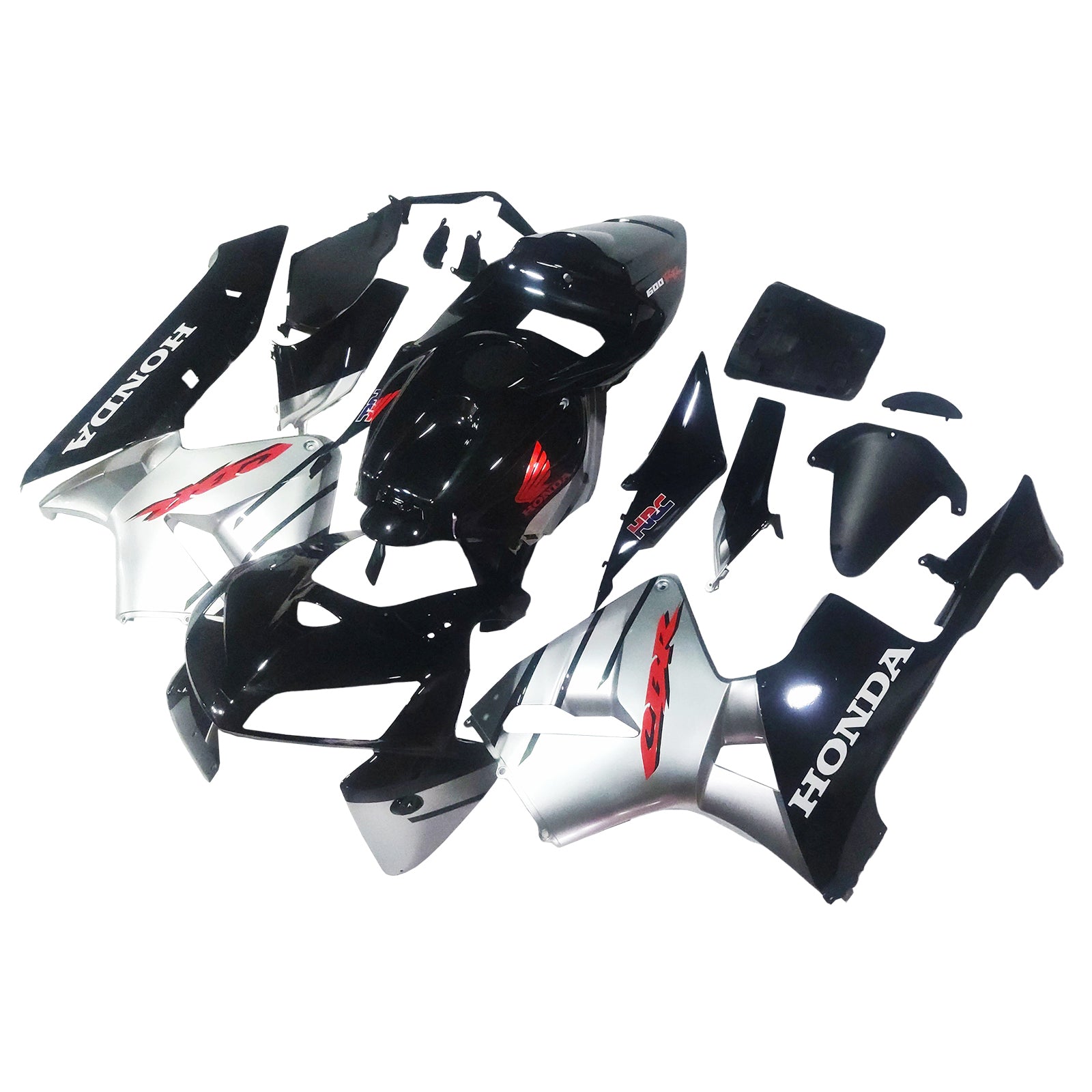 Amotopart 2005-2006 Honda CBR600RR Black & Silver Fairing Kit