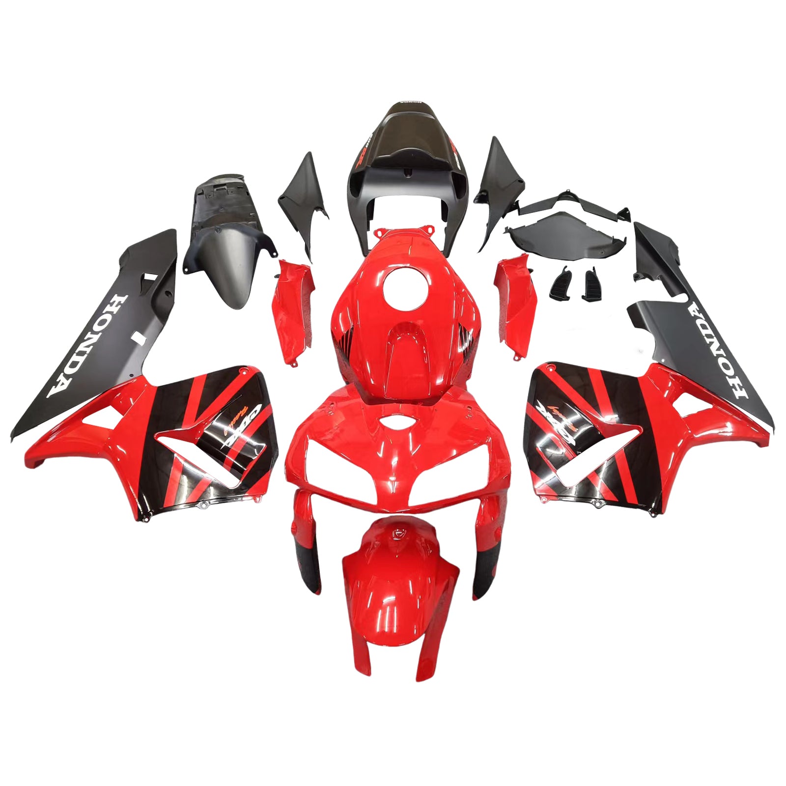 Amotopart 2005-2006 Honda CBR600RR Kit de carénage noir et rouge