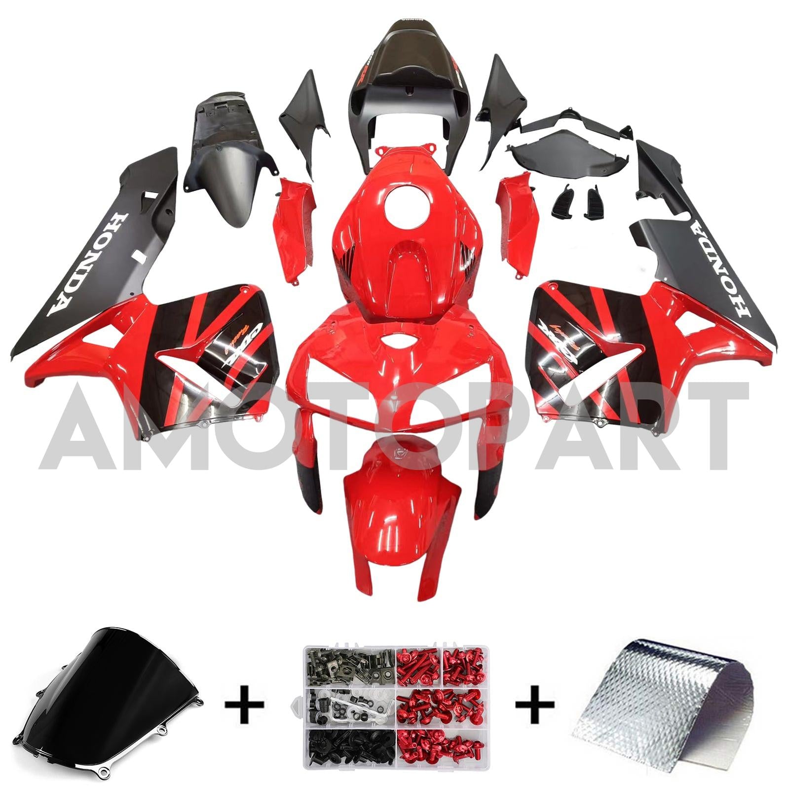 Amotopart 2005-2006 Honda CBR600RR Fairing Black&Red Kit