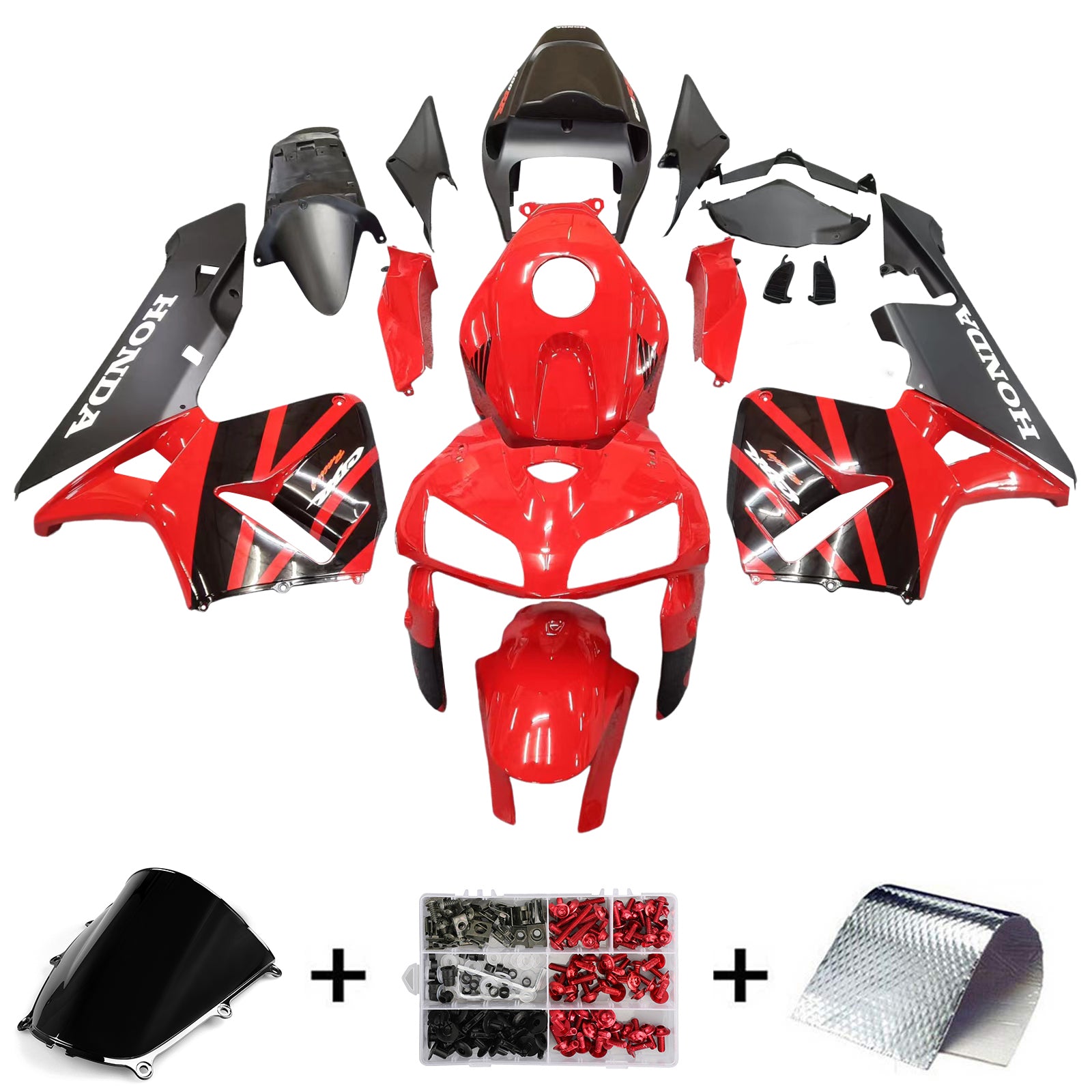 Amotopart 2005-2006 Honda CBR600RR Kit de carenado negro y rojo