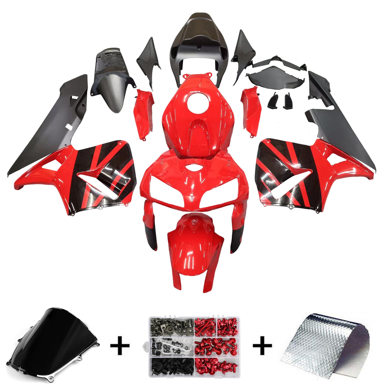 Amotopart 2005-2006 Honda CBR600RR FARION BLACK & RED KIT