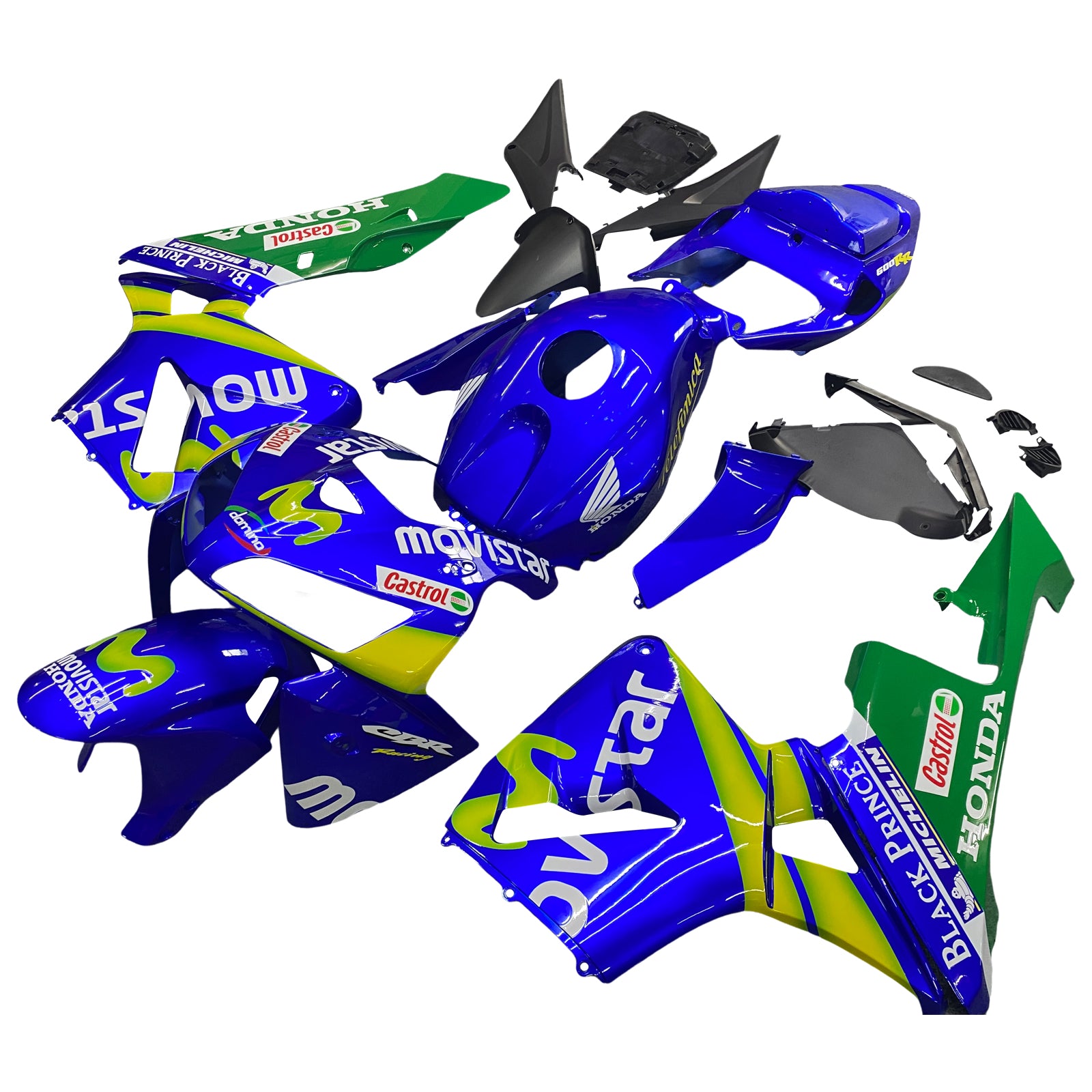 Amotopart 2005-2006 Honda CBR600RR Kit de carénage bleu et vert