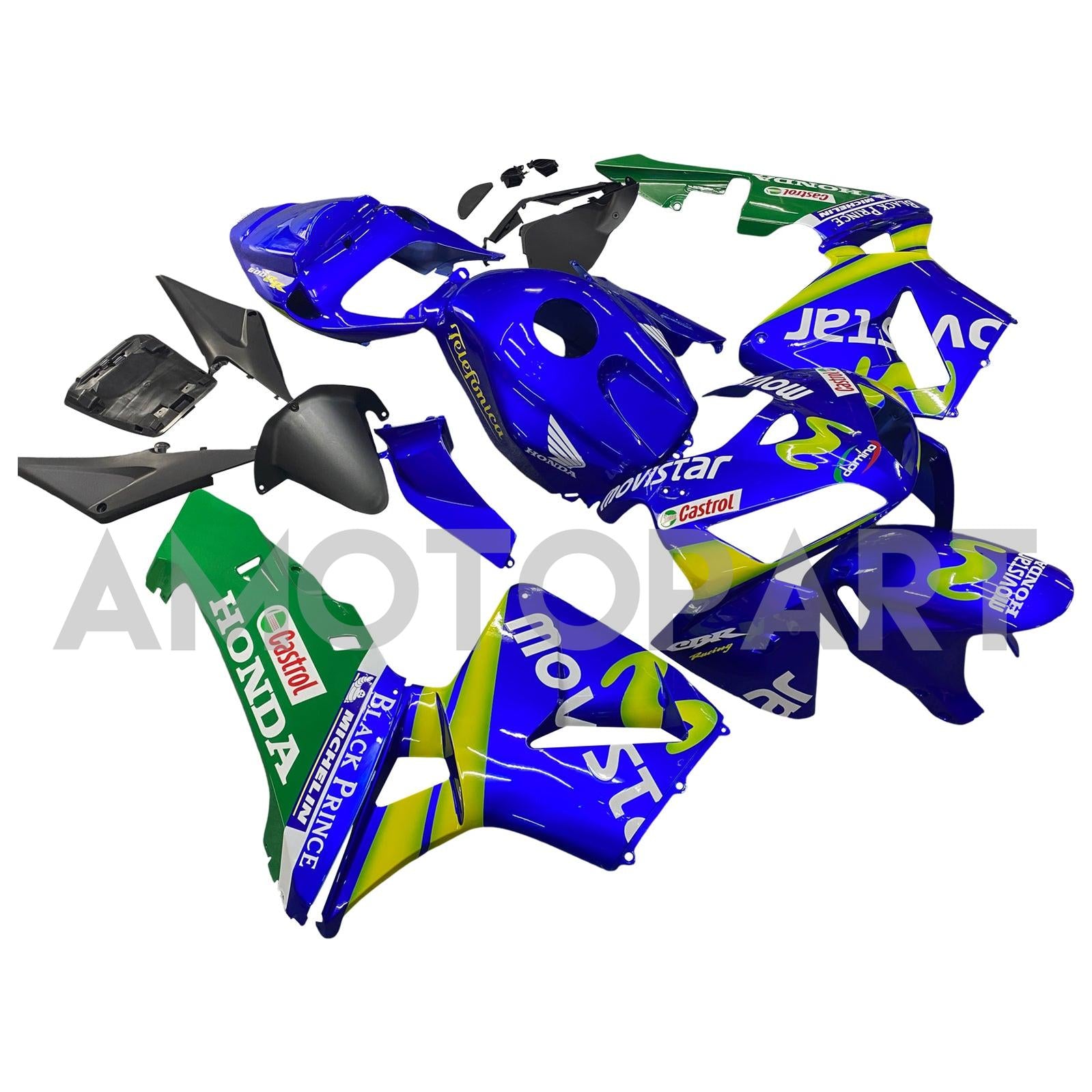 Amotopart 2005–2006 Honda CBR600RR Verkleidung, Blau&Grünes Kit