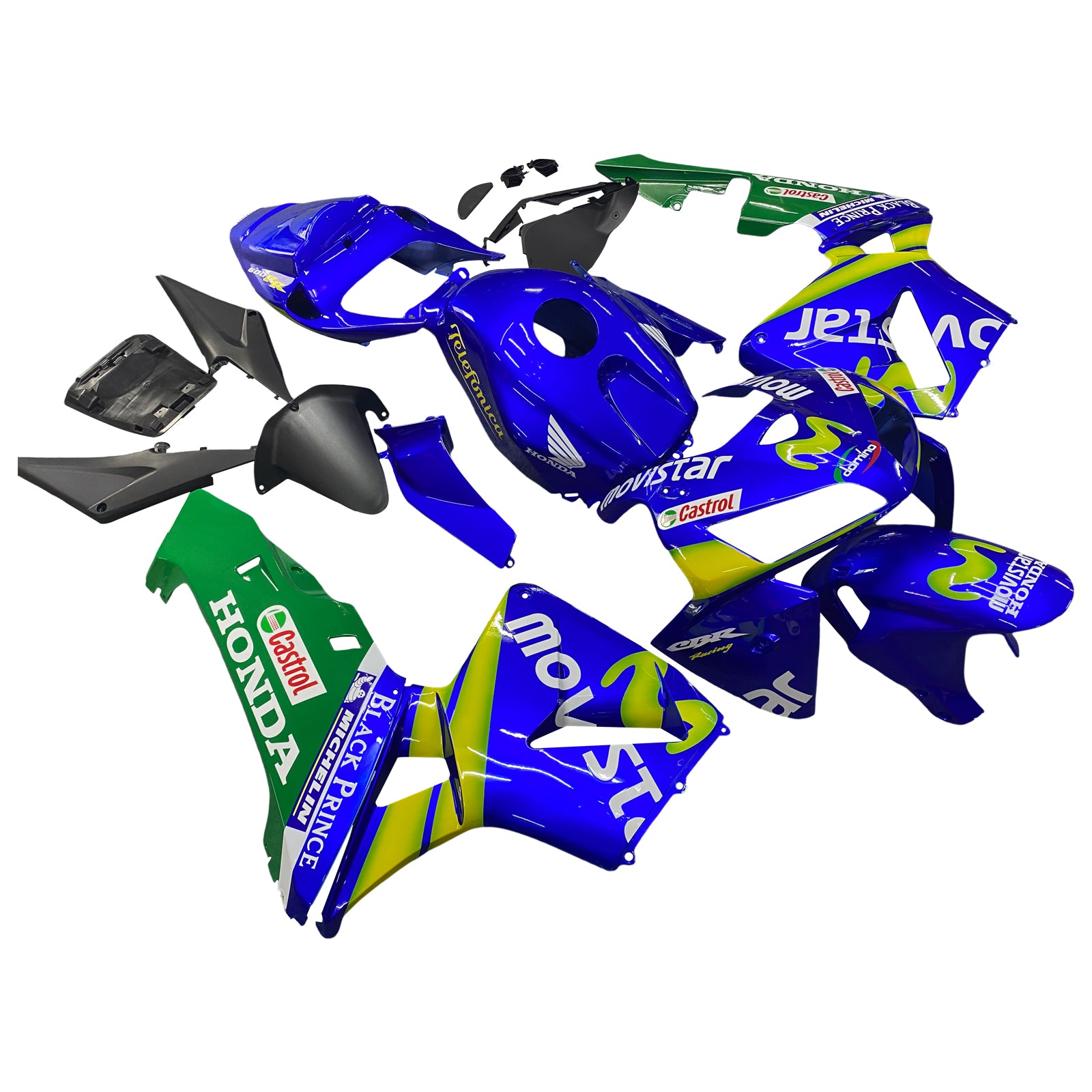 Amotopart 2005-2006 Honda CBR600RR Kit de carénage bleu et vert