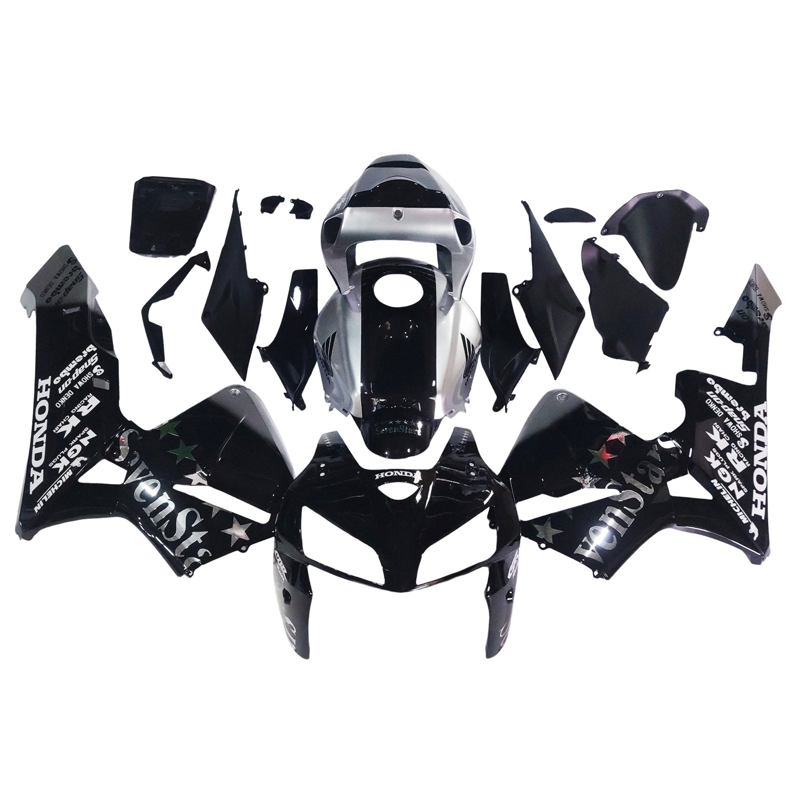 Amotopart 2005-2006 Honda CBR600RR Black&Silver Accent Fairing Kit