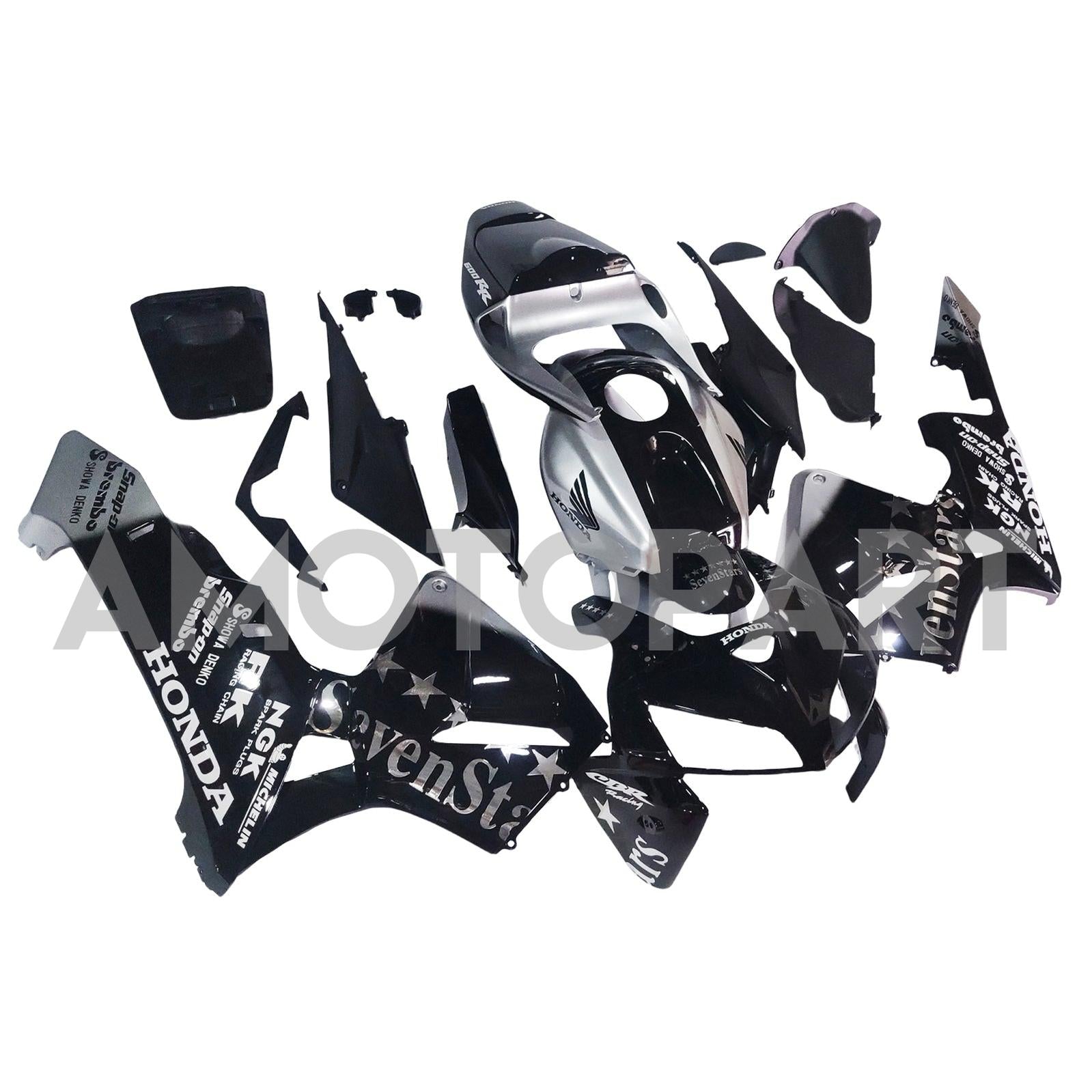 Amotopart 2005-2006 Honda CBR600RR Black&Silver Accent Fairing Kit