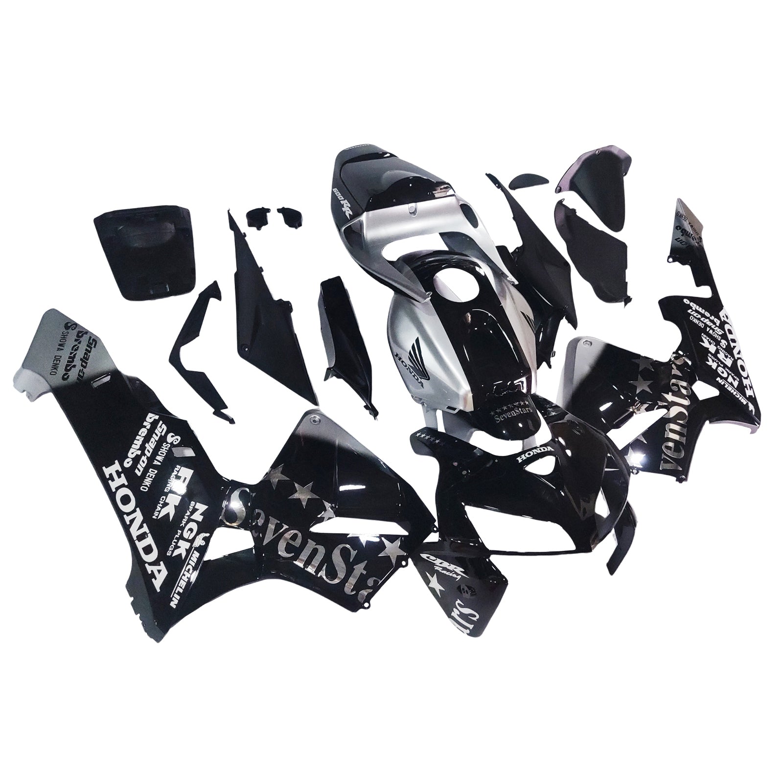 Amotopart 2005-2006 Honda CBR600RR Black&Silver Accent Fairing Kit