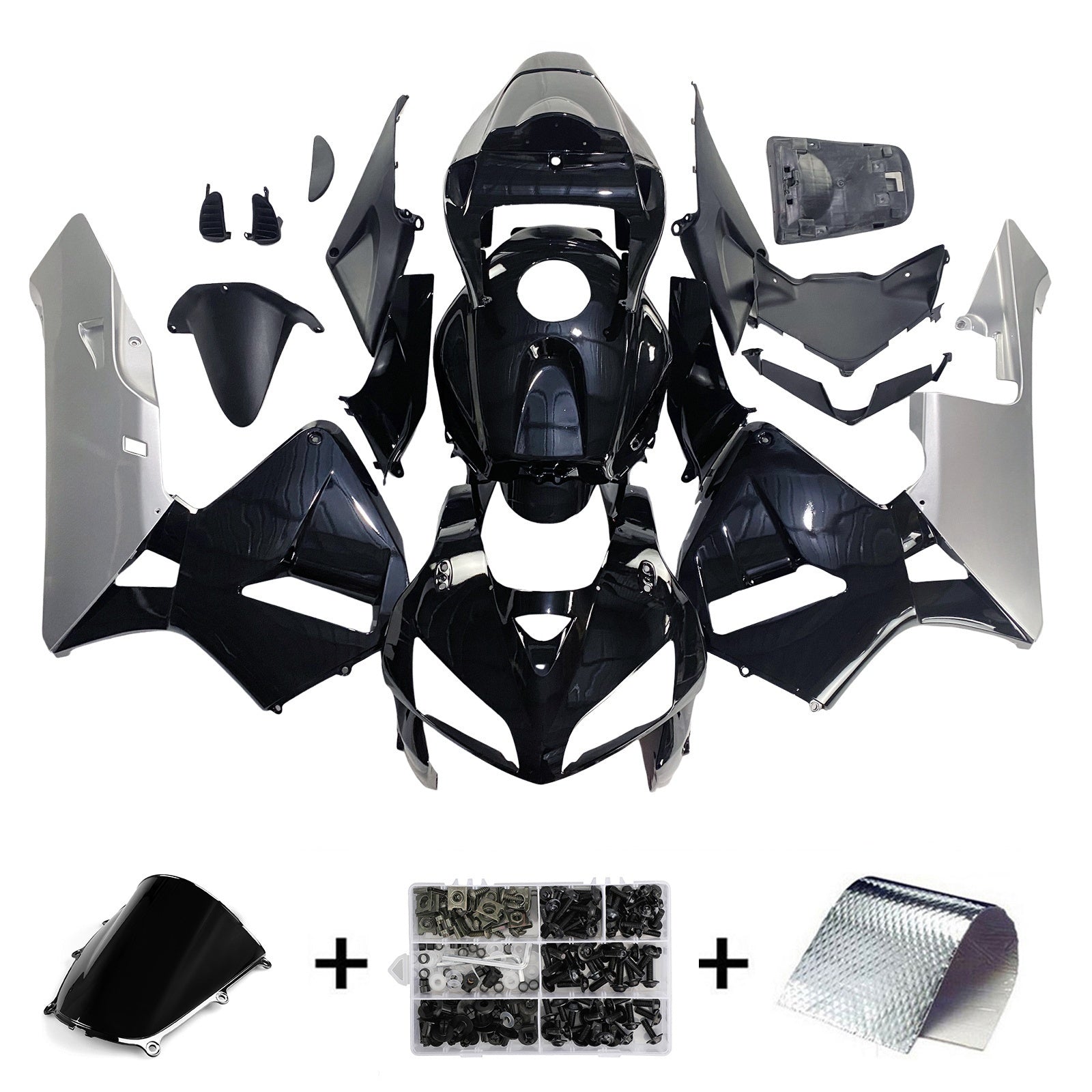 Amotopart 2005-2006 Honda CBR600RR Fairing Black&Sliver Kit