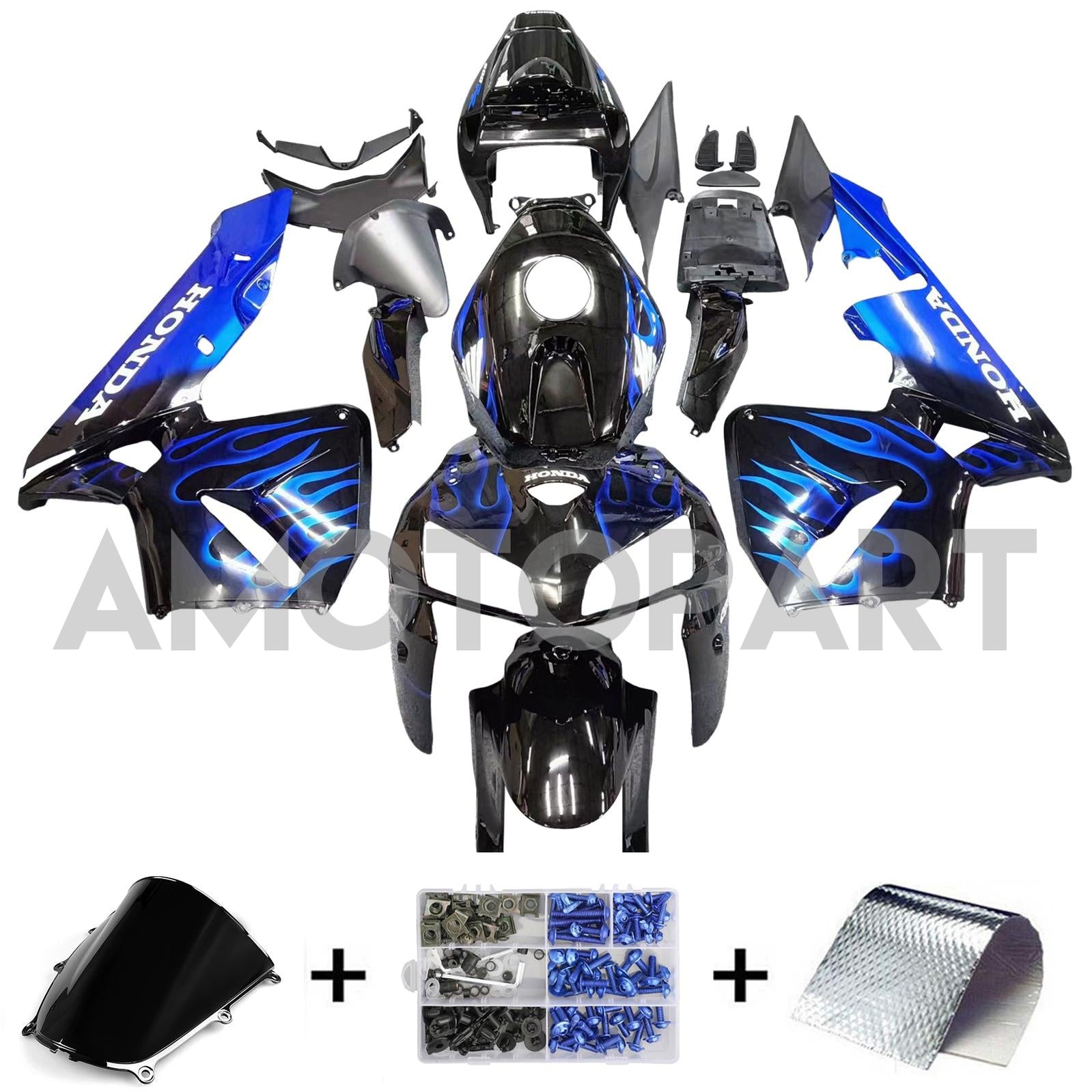 Amotopart 2005-2006 Honda CBR600RR Black & Blue Failing Kit