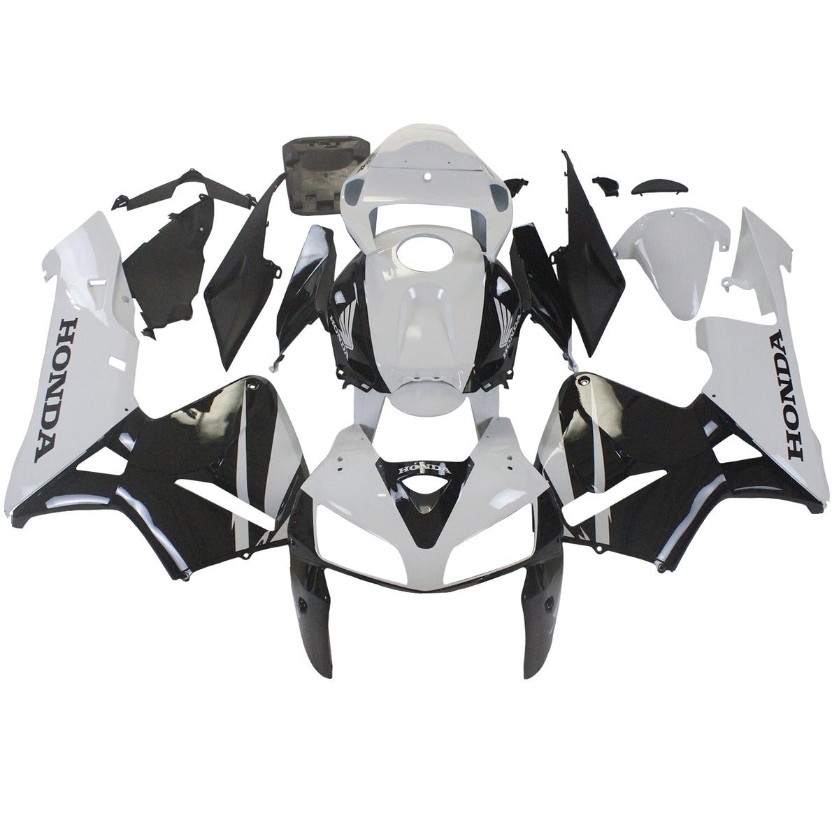 Amotopart 2005-2006 Honda CBR600RR Kit de carenado blanco y negro,