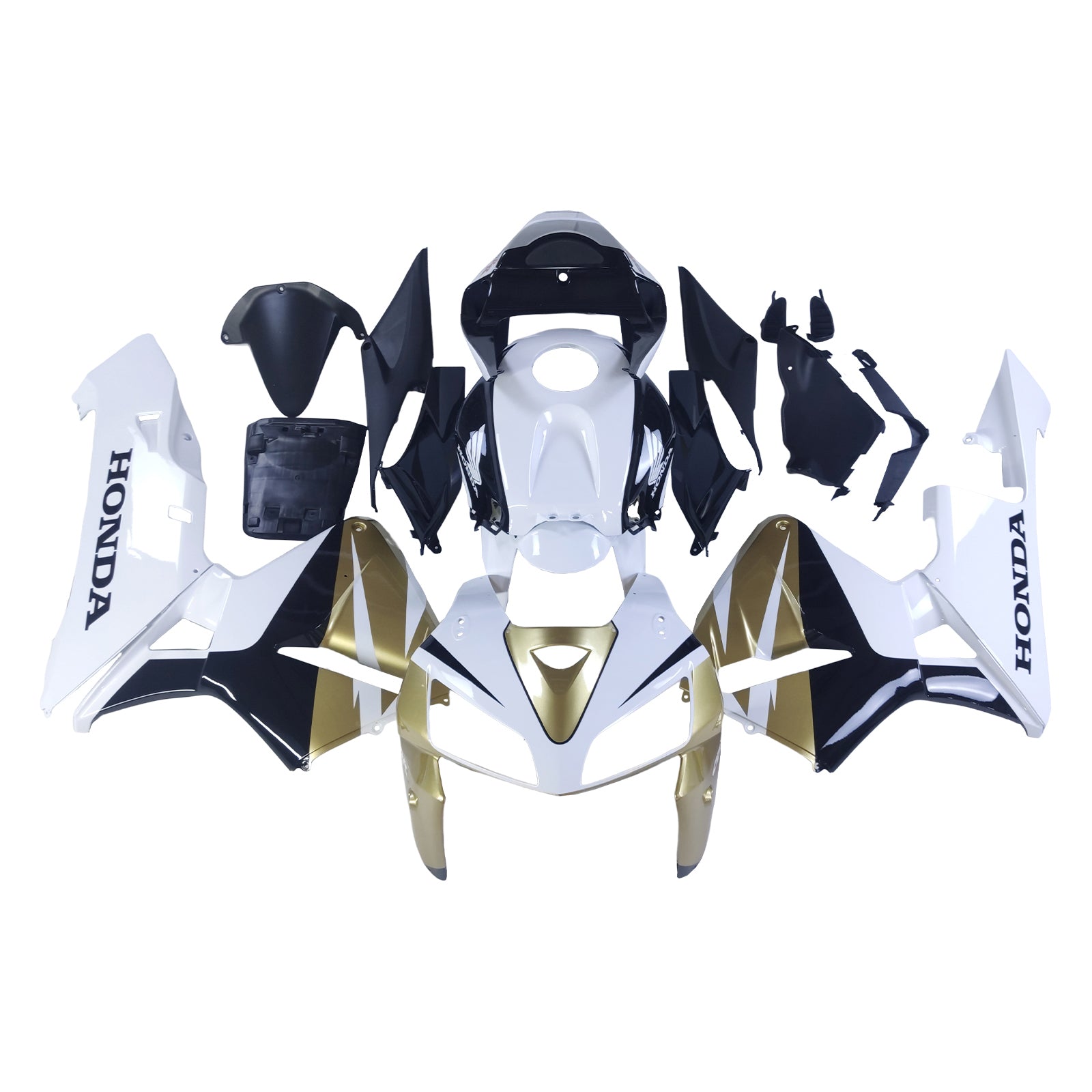 Amotopart 2005 2006 Honda CBR600RR Kit de carenado dorado y blanco