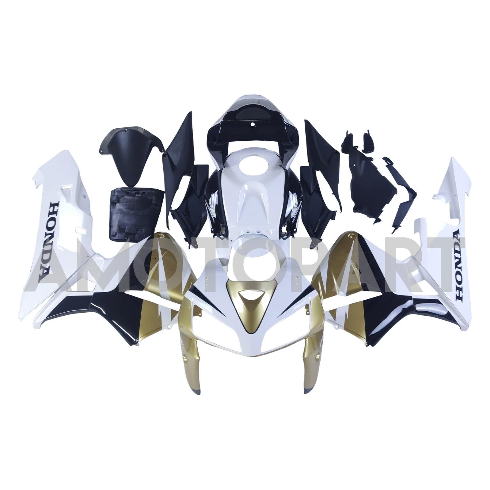 Amotopart 2005 2006 ホンダ CBR600RR ゴールド&ホワイト フェアリングキット