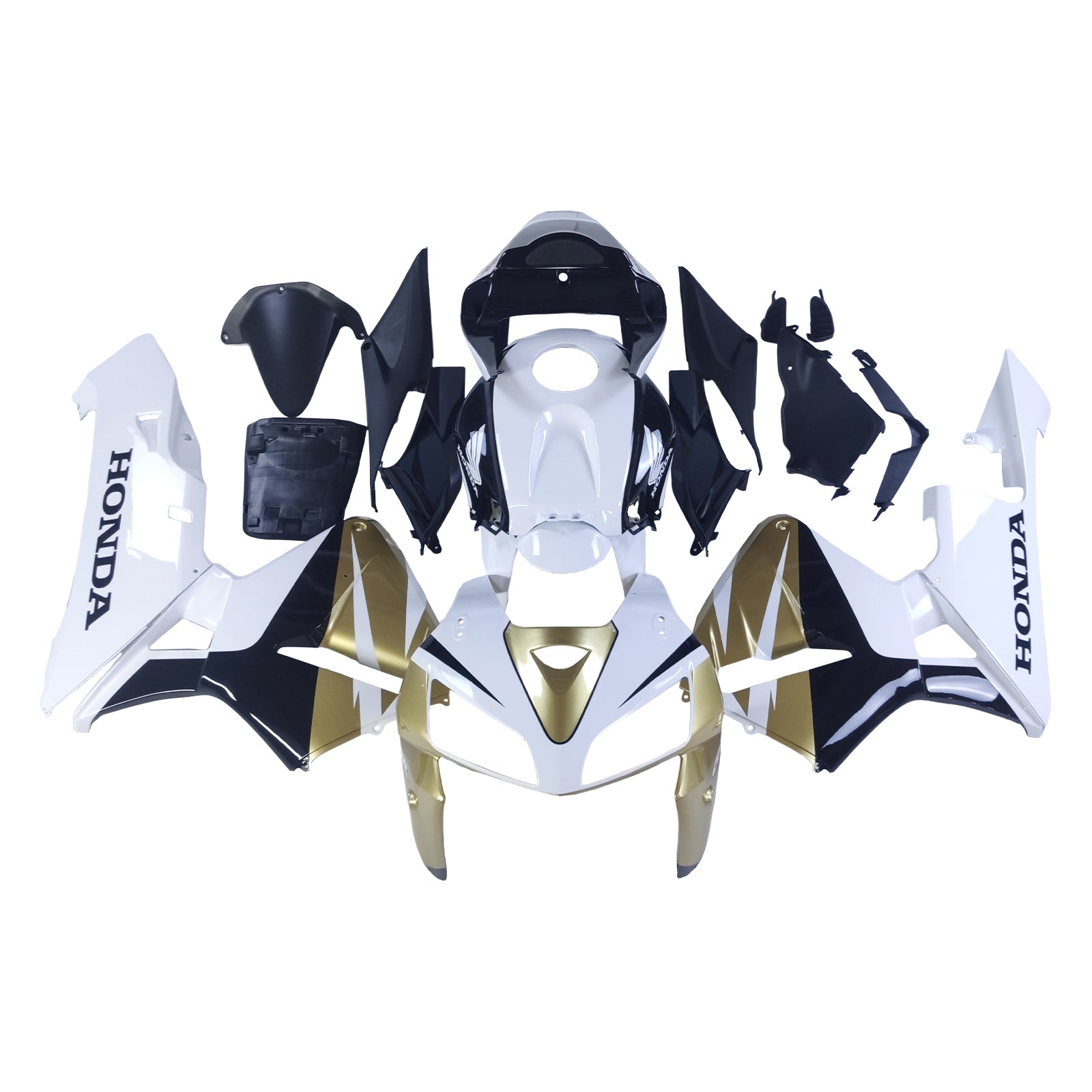 Amotopart 2005 2006 Honda CBR600RR Gold & White Fairing Kit