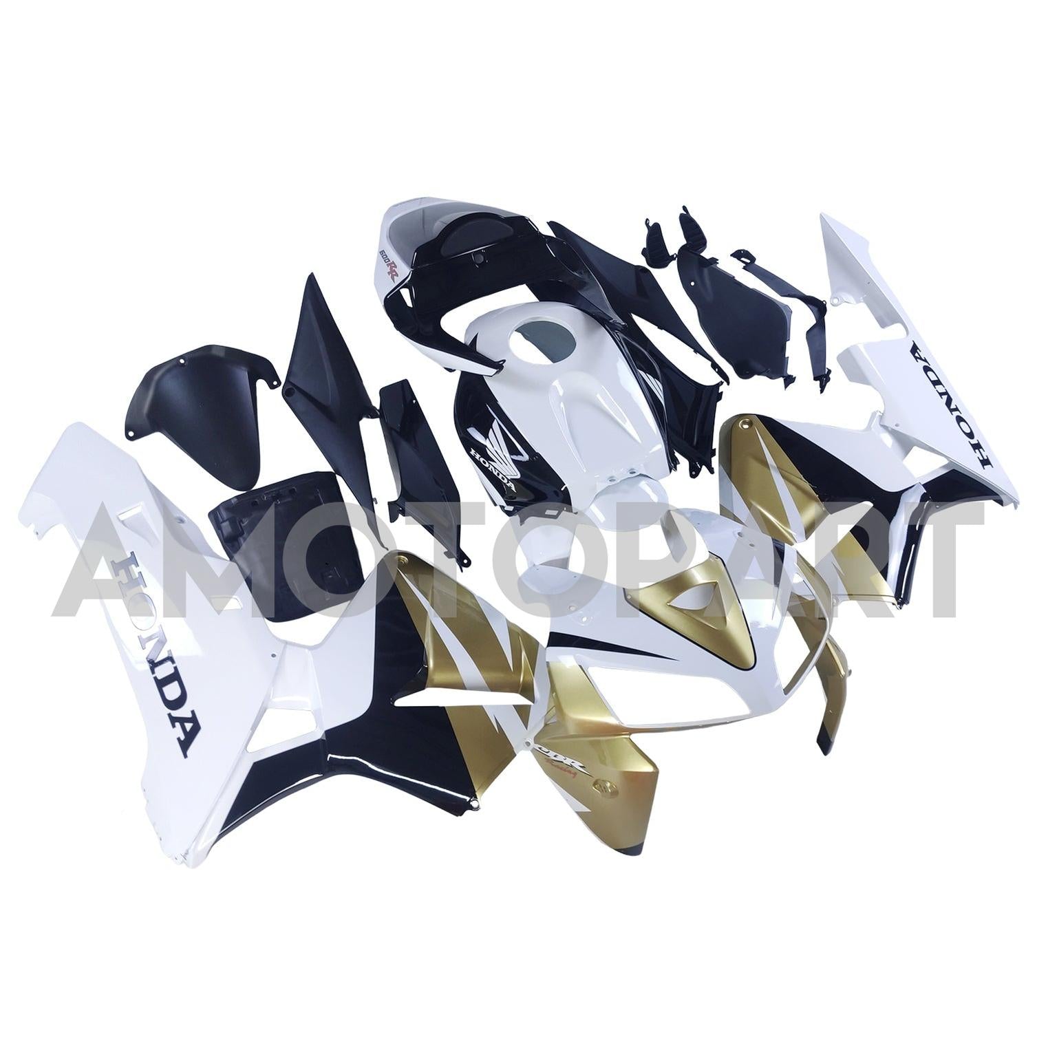Amotopart 2005 2006 Honda CBR600RR Gold&White Fairing Kit